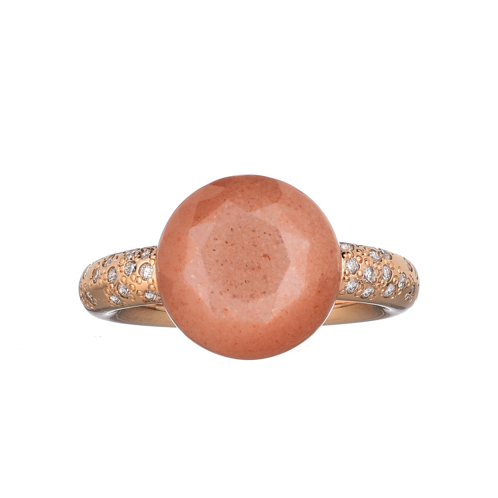 MIMI Anello Milano in oro rosa 18k con diamanti e sun stone