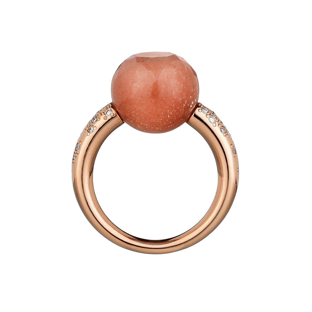 MIMI Anello Milano in oro rosa 18k con diamanti e sun stone