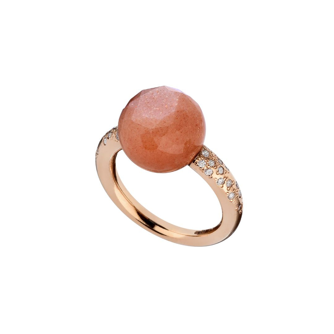 MIMI Anello Milano in oro rosa 18k con diamanti e sun stone