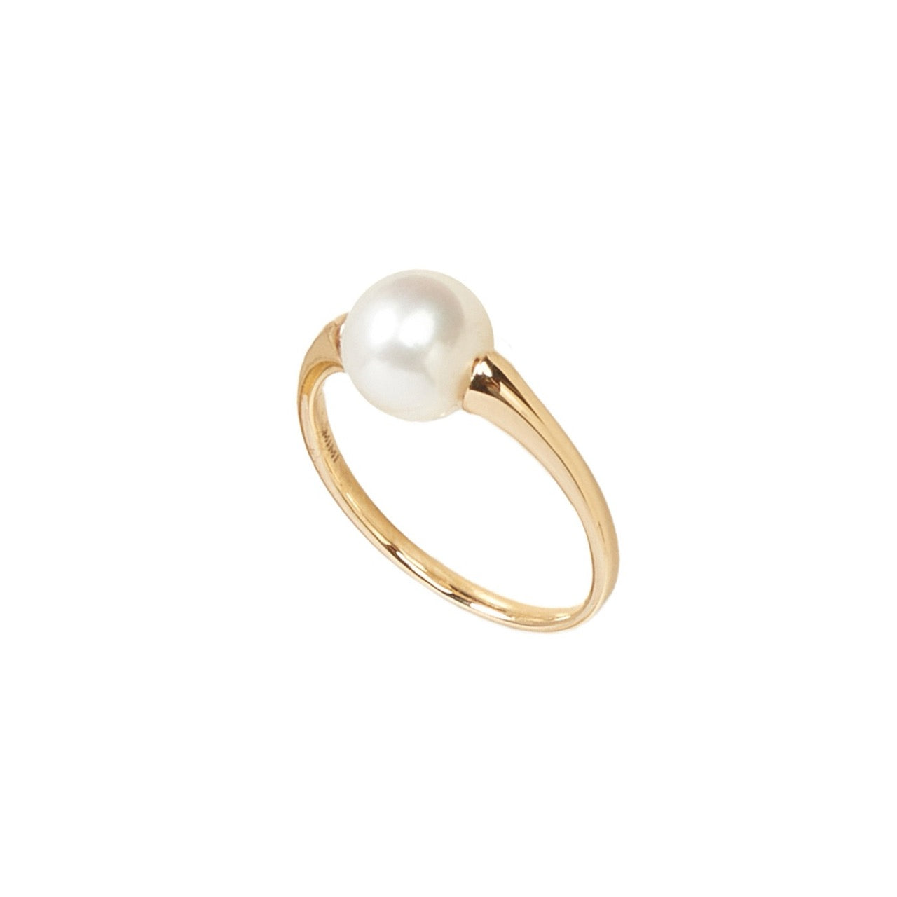 MIMI Anello Solitario Classic con Perla Freshwater Bianca Bianco