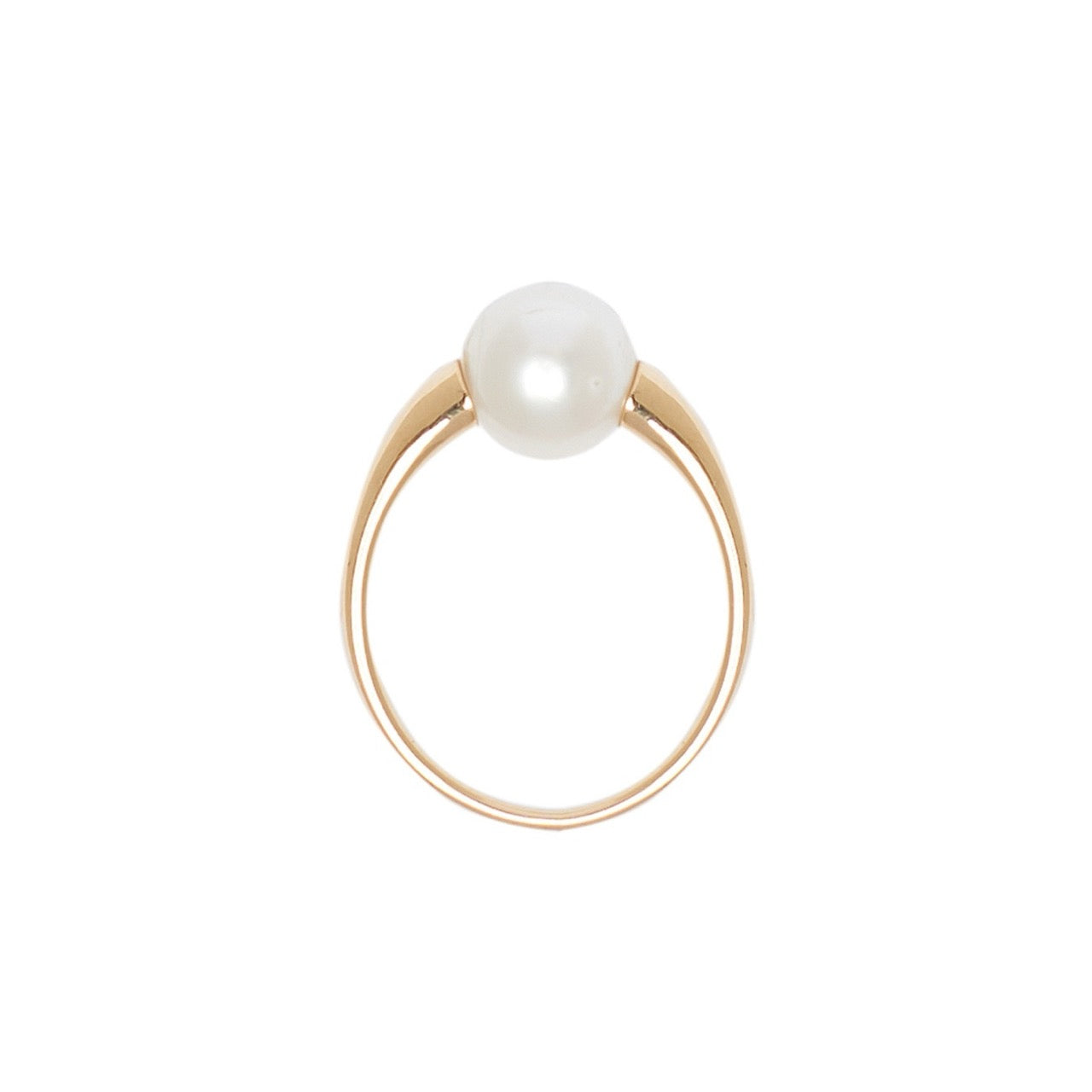 MIMI Anello Solitario Classic con Perla Freshwater Bianca Bianco