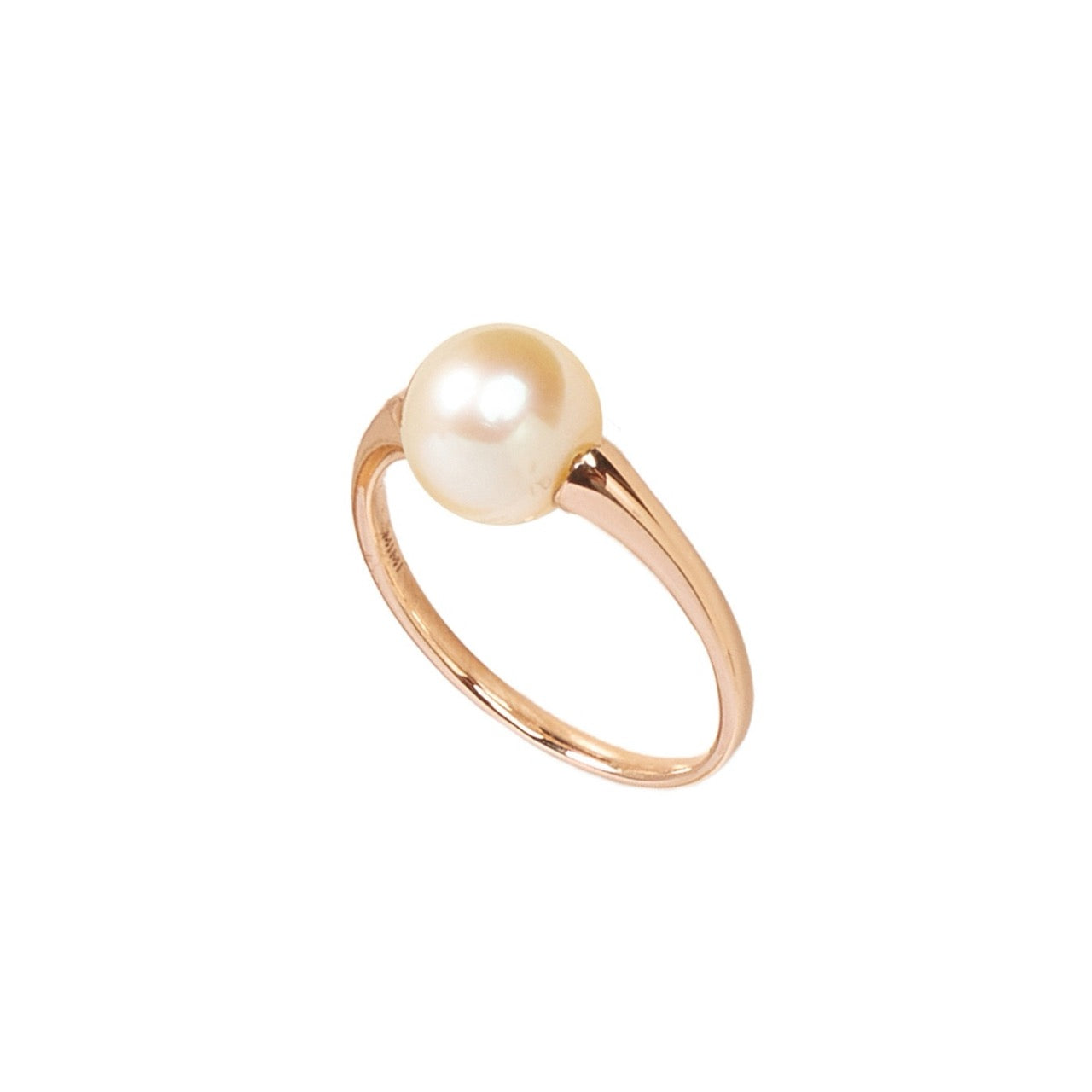 MIMI Anello Solitario Classic con Perla Freshwater Bianca Rosa