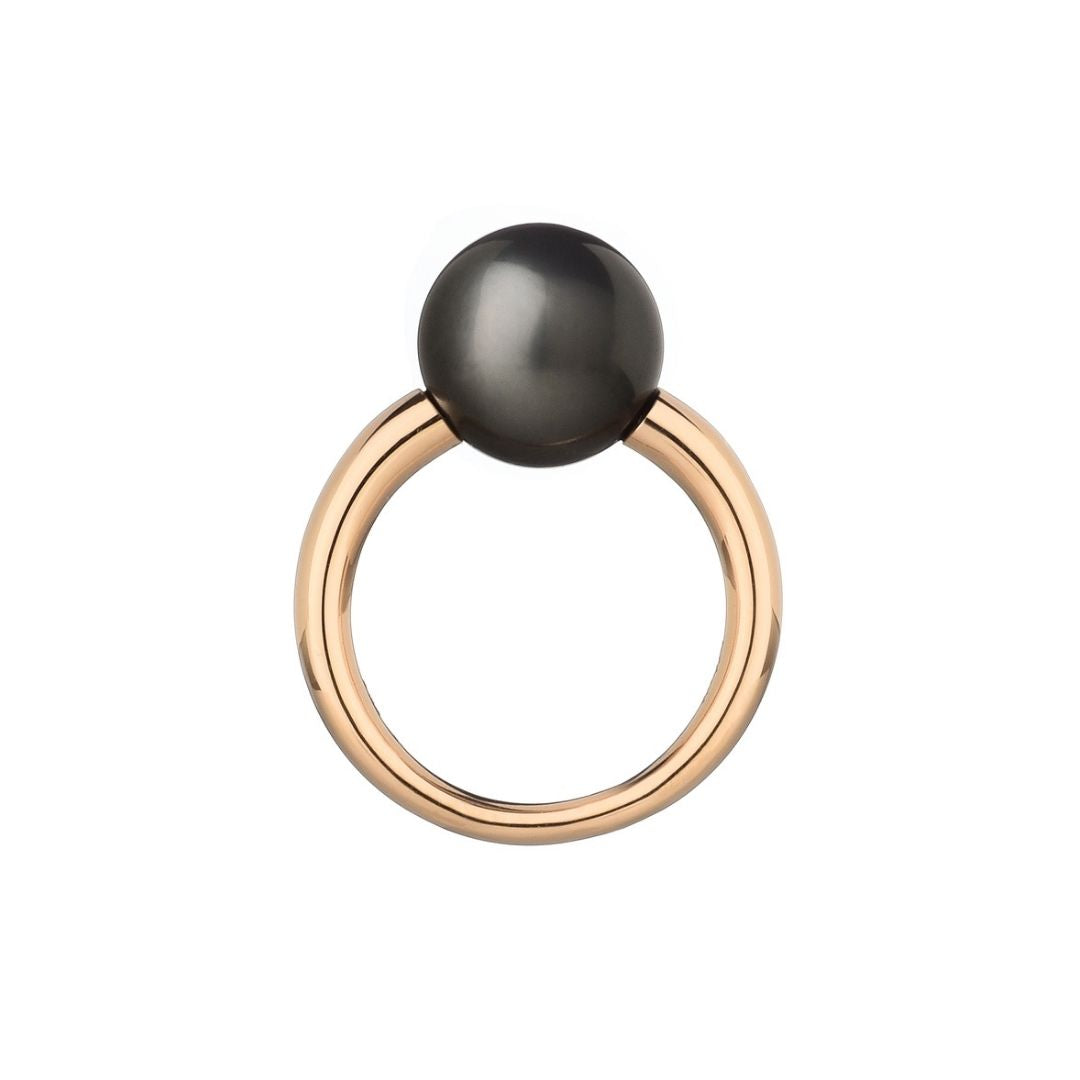 MIMI Anello Milano in oro 18k con perla South Sea nera