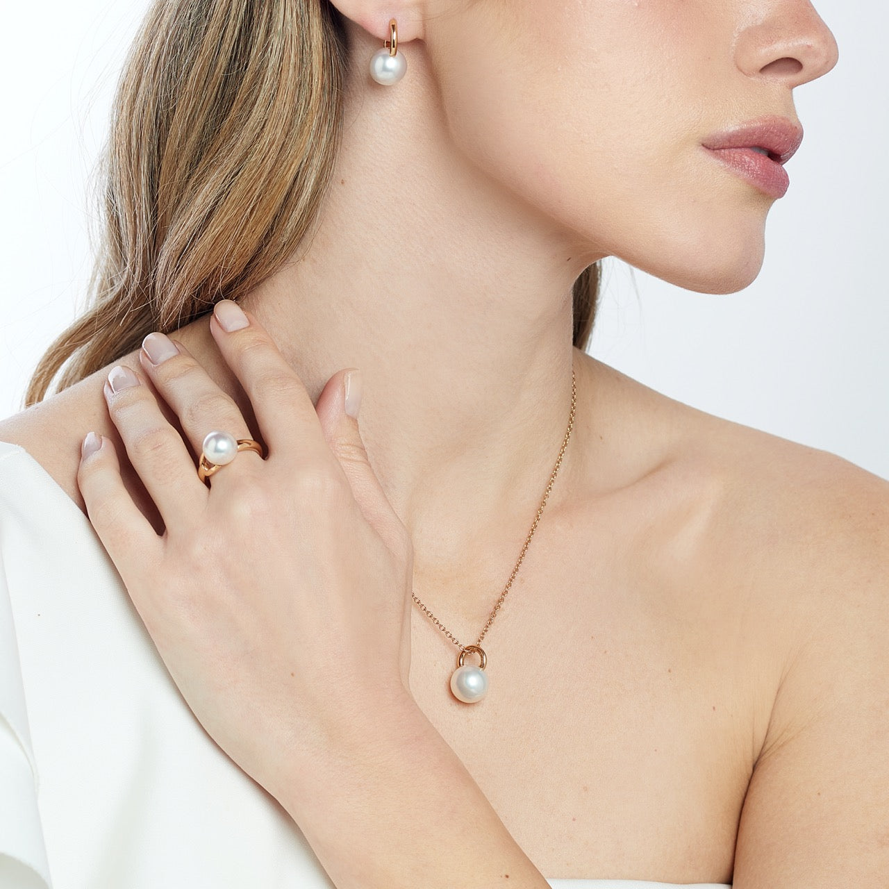 MIMI Anello Icon in oro rosa 18k con perla South Sea bianca