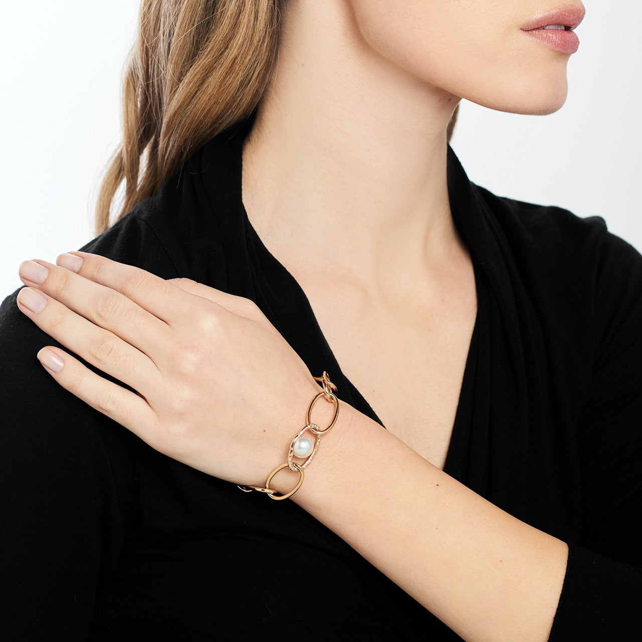 MIMI Bracciale Oro Rosa 18k con Perla South Sea e Diamanti