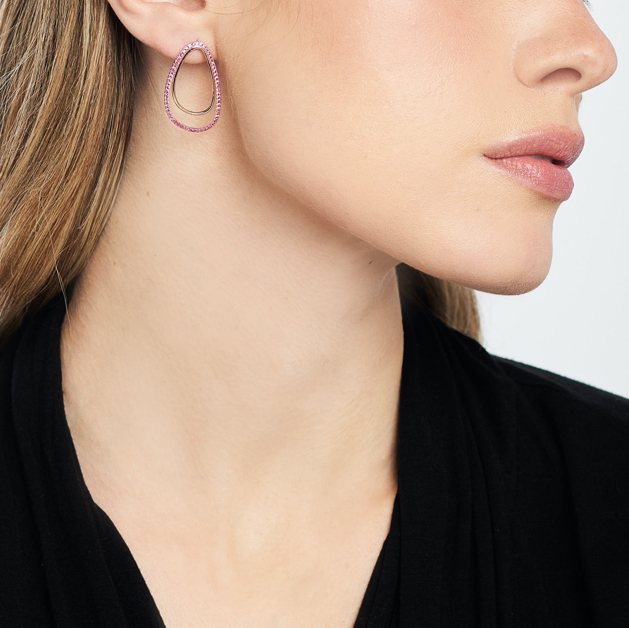 MIMI Pendente Vivienne in oro rosa 18k con zaffiri rosa ct 0,45