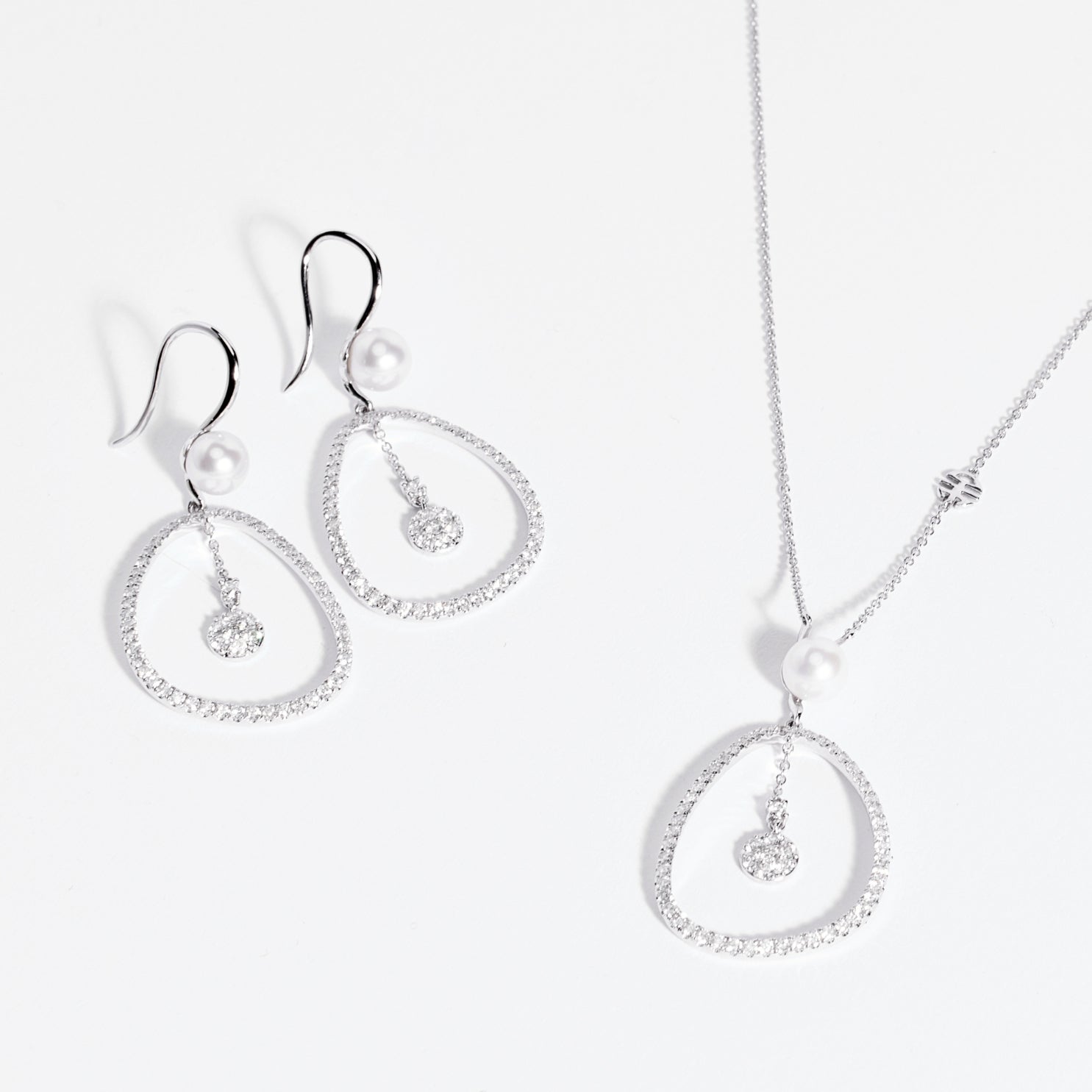 MIMI Pendente Vivienne in oro rosa e bianco con perla Akoya e diamanti