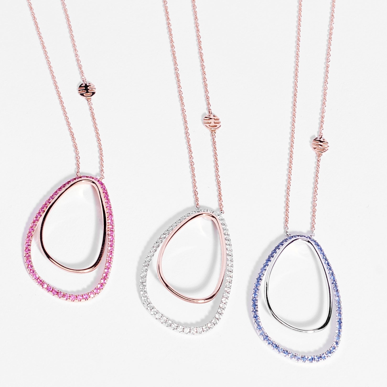 MIMI Pendente Vivienne in oro rosa 18k con zaffiri rosa ct 0,45