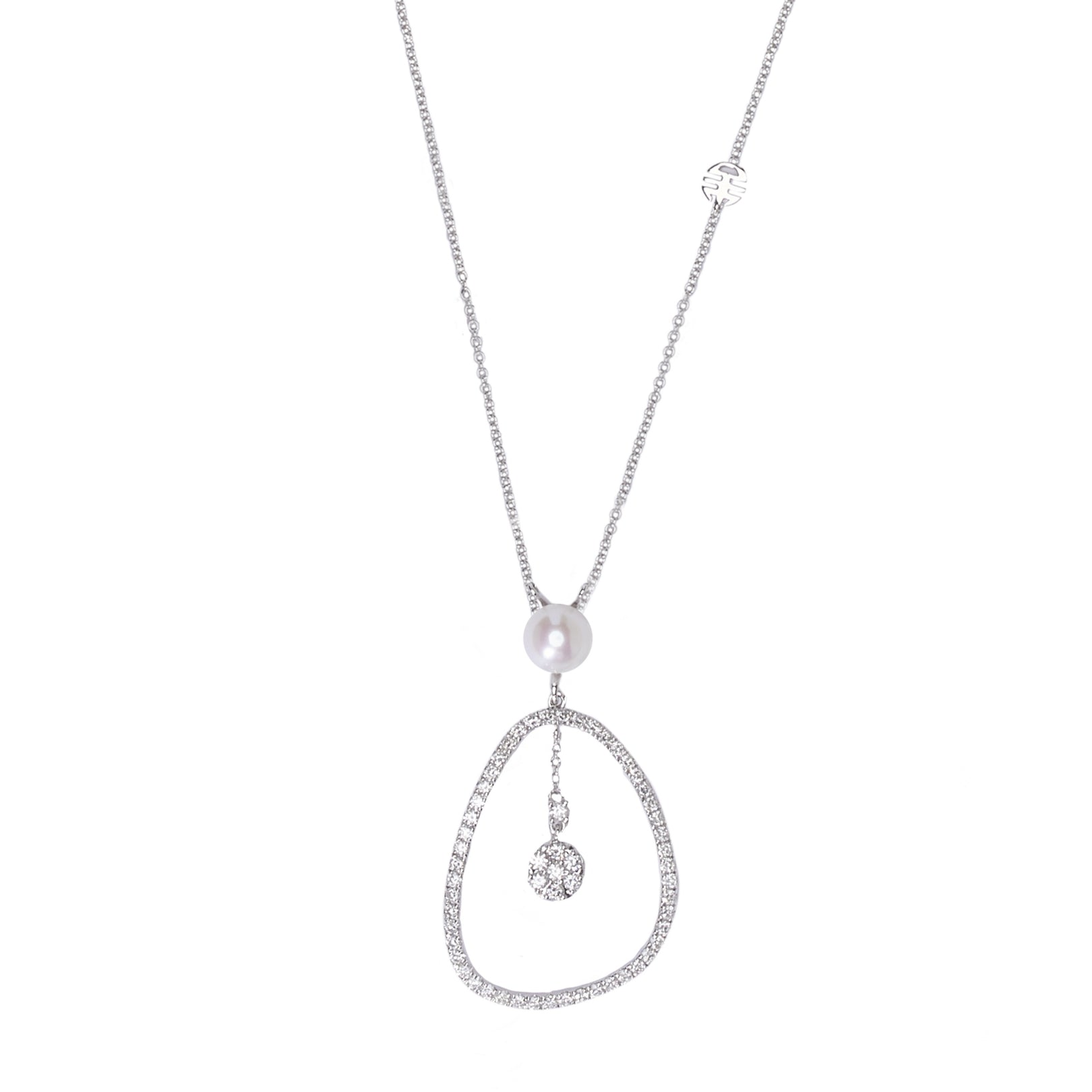 MIMI Pendente Vivienne in oro rosa e bianco con perla Akoya e diamanti