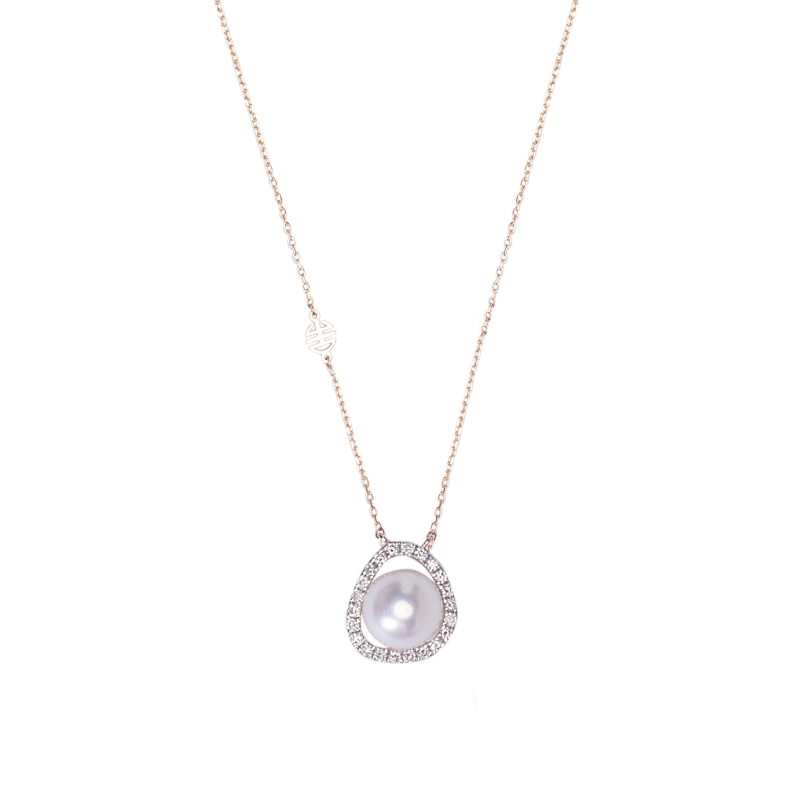 MIMI Pendente Vivienne in oro rosa e bianco 18k con perla Akoya e diamanti
