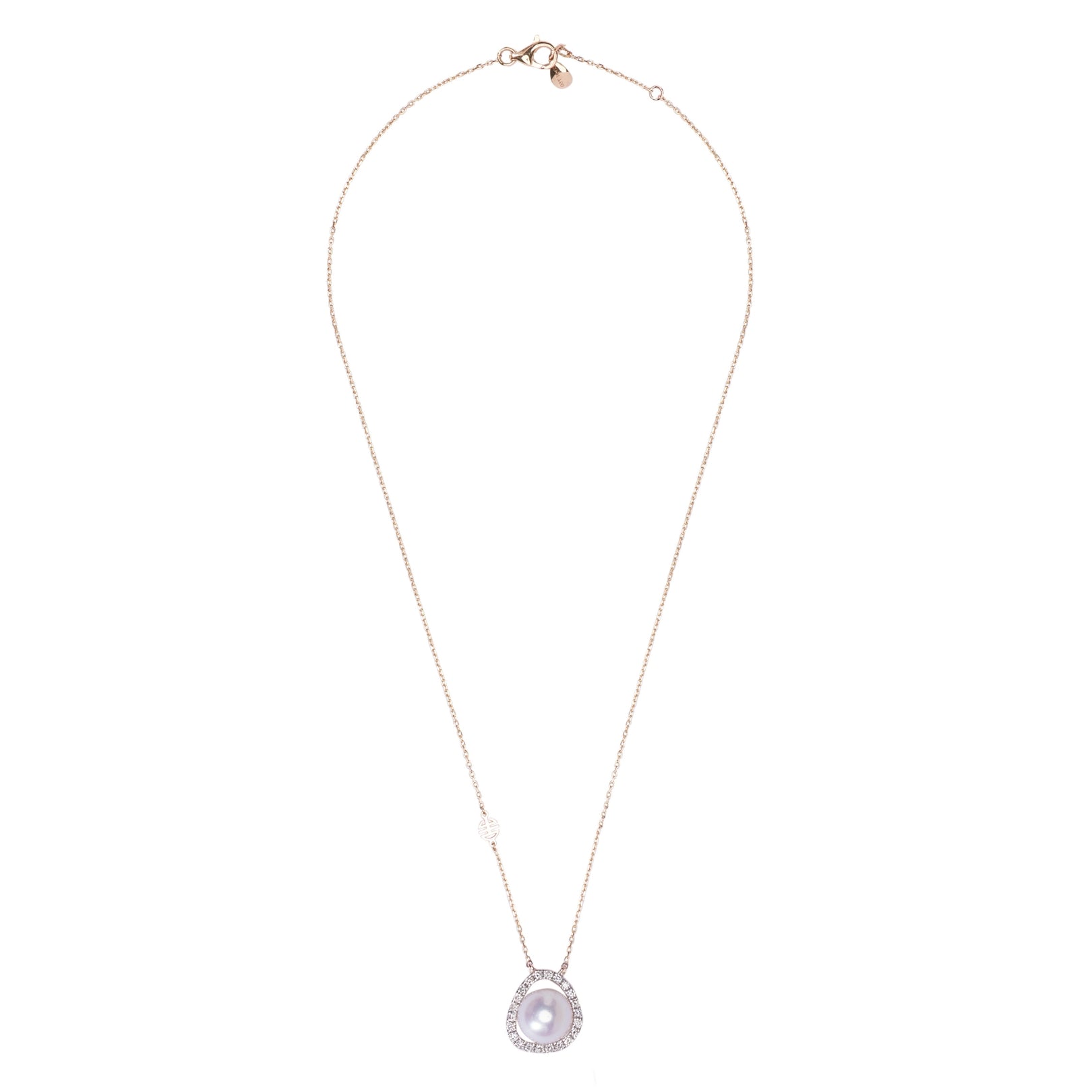 MIMI Pendente Vivienne in oro rosa e bianco 18k con perla Akoya e diamanti