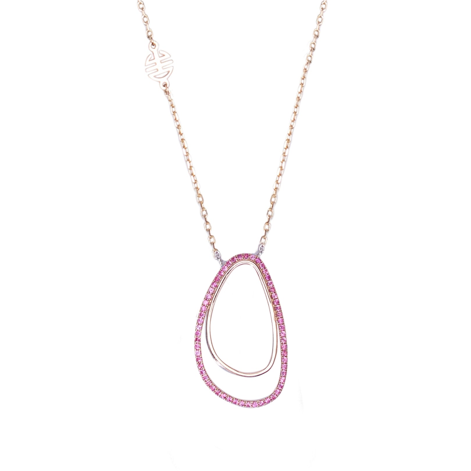 MIMI Pendente Vivienne in oro rosa 18k con zaffiri rosa ct 0,45