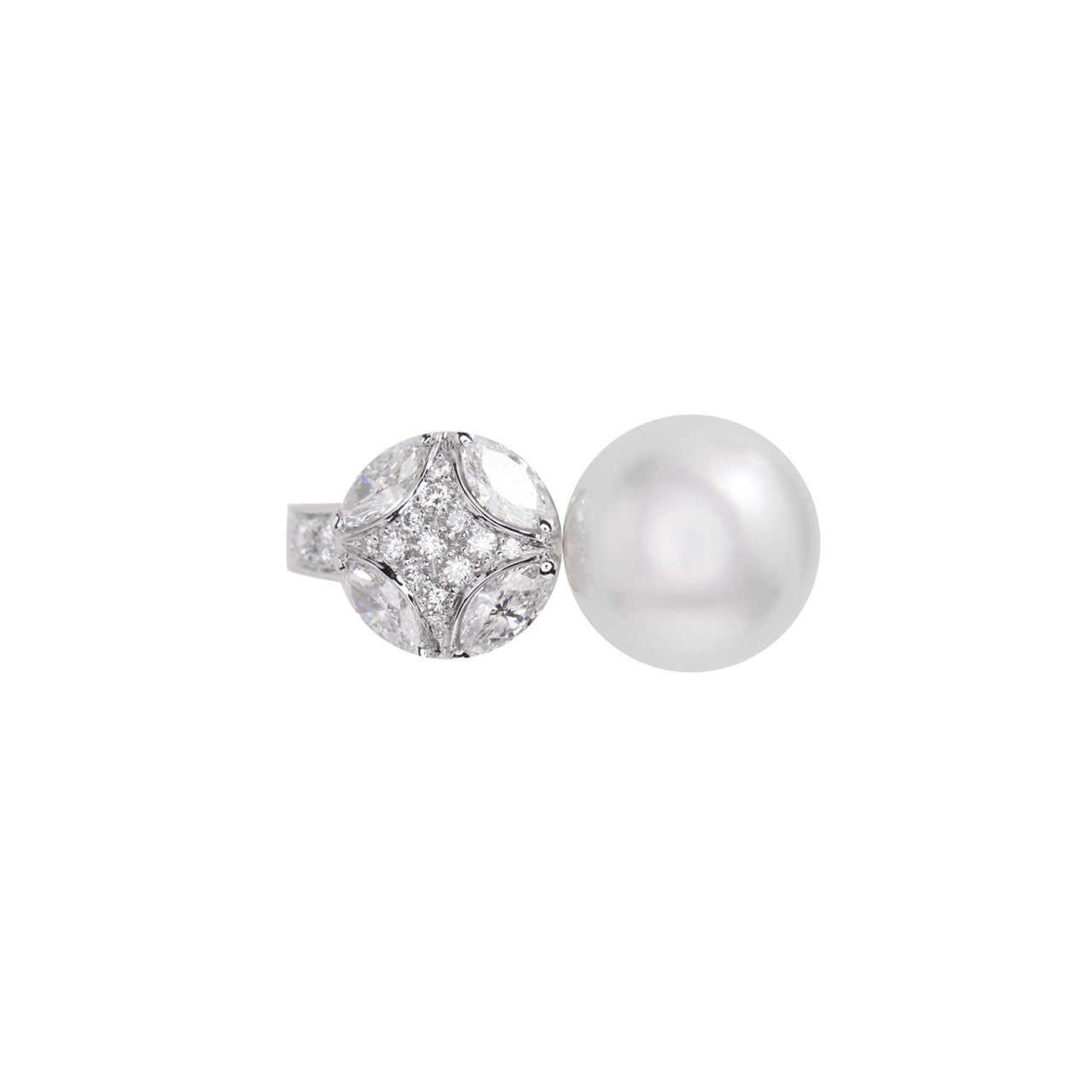MIMI Anello Milano in Oro Bianco 18K con Perla South Sea e Diamanti