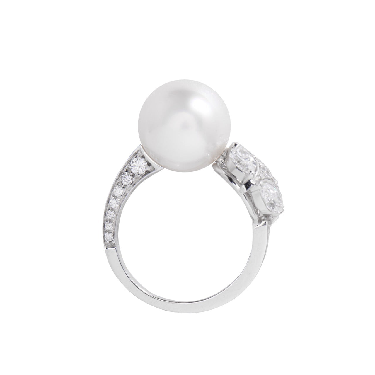 MIMI Anello Milano in Oro Bianco 18K con Perla South Sea e Diamanti