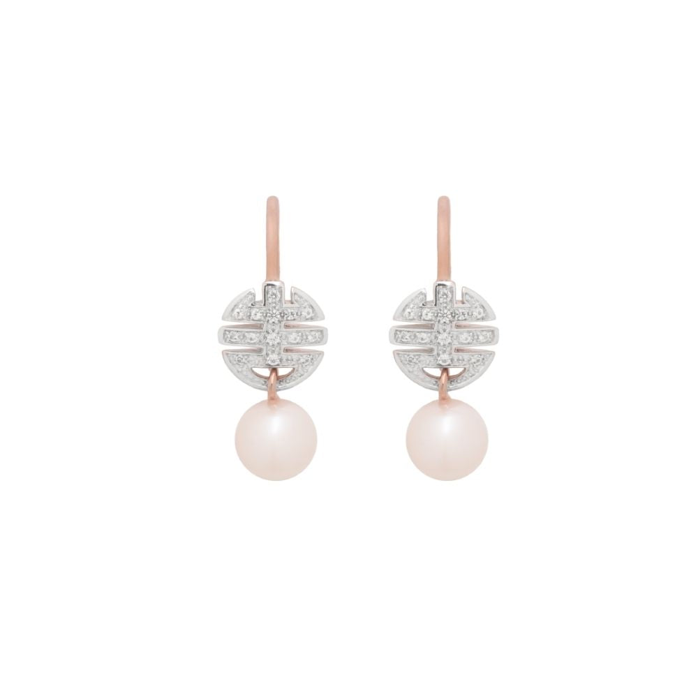 MIMI Orecchini Nagai in oro rosa con simbolo Ognibene e perle diamanti