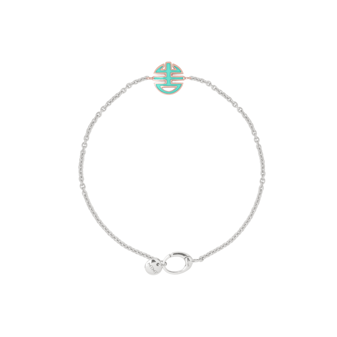 Bracciale Ognibene in argento, oro e smalto fucsia