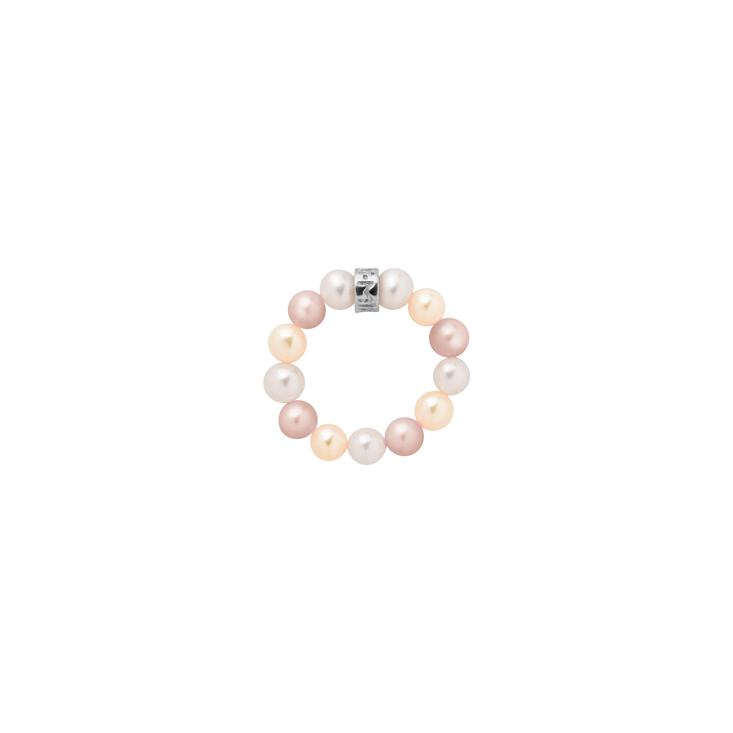 MIMI Anello Elastica perle rosa grandi Multicolor
