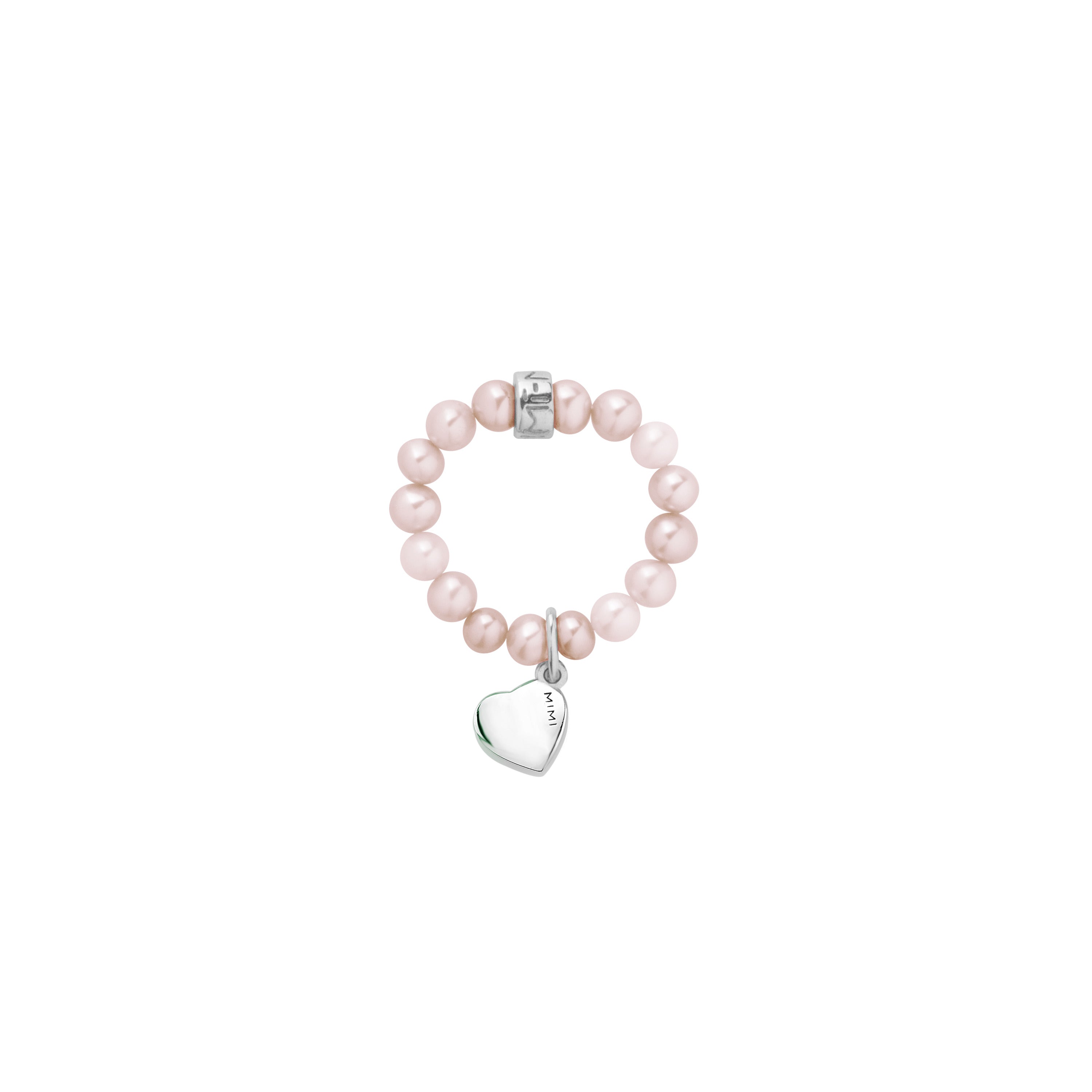MIMI Anello Elastica con perle freshwater e Charm cuore Viola