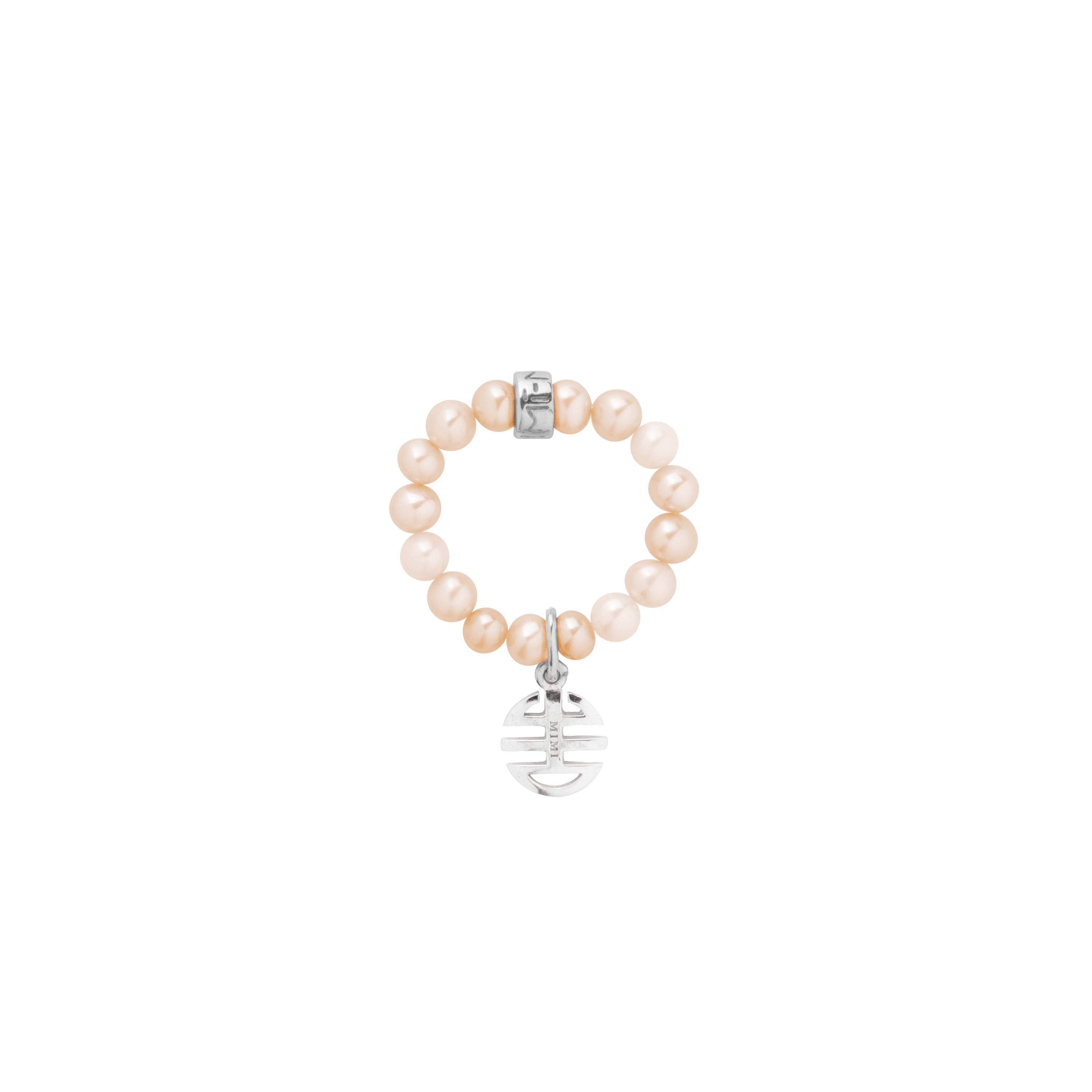 MIMI Anello Elastica con perle multicolor e charm ognibene Rosa