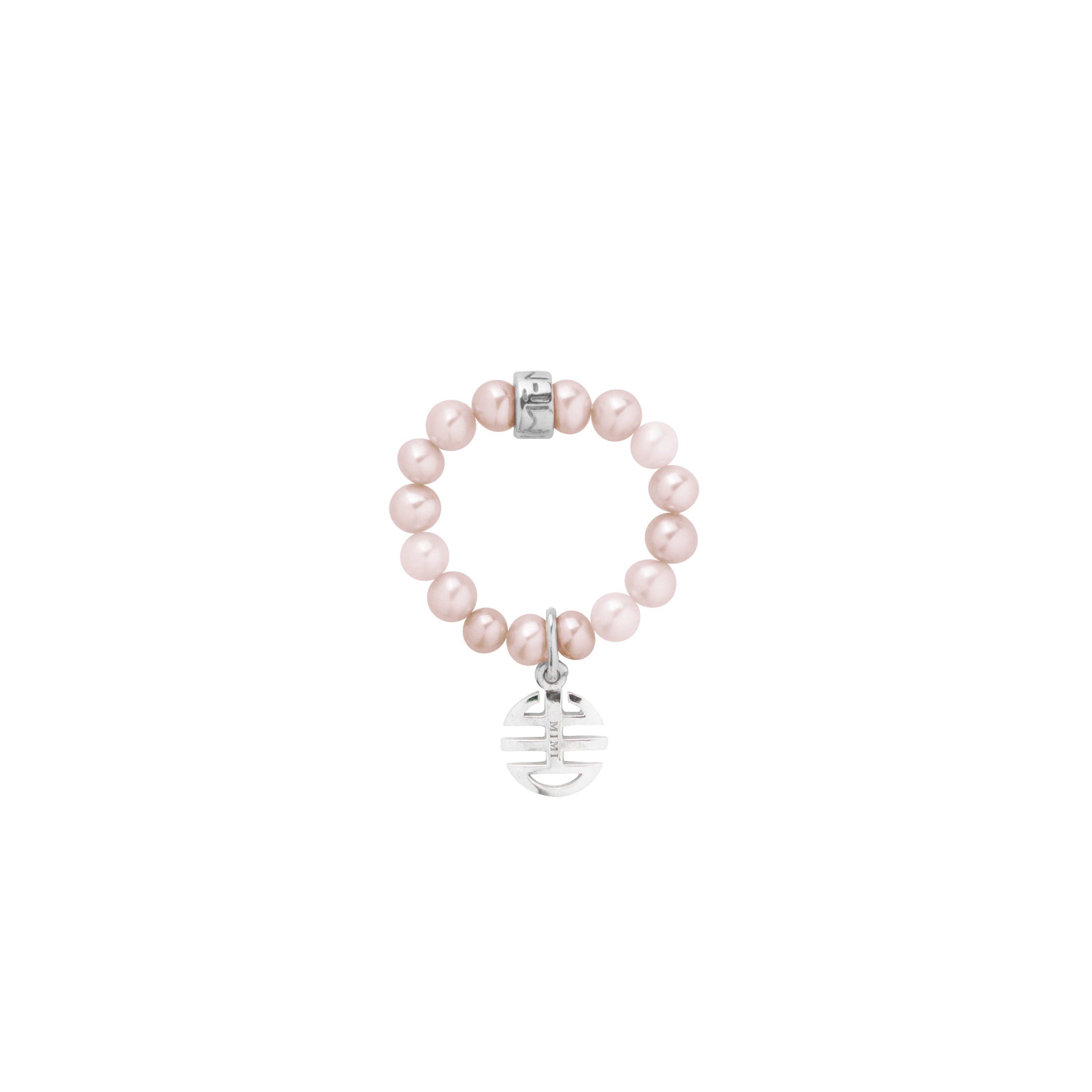 MIMI Anello Elastica con perle multicolor e charm ognibene Viola