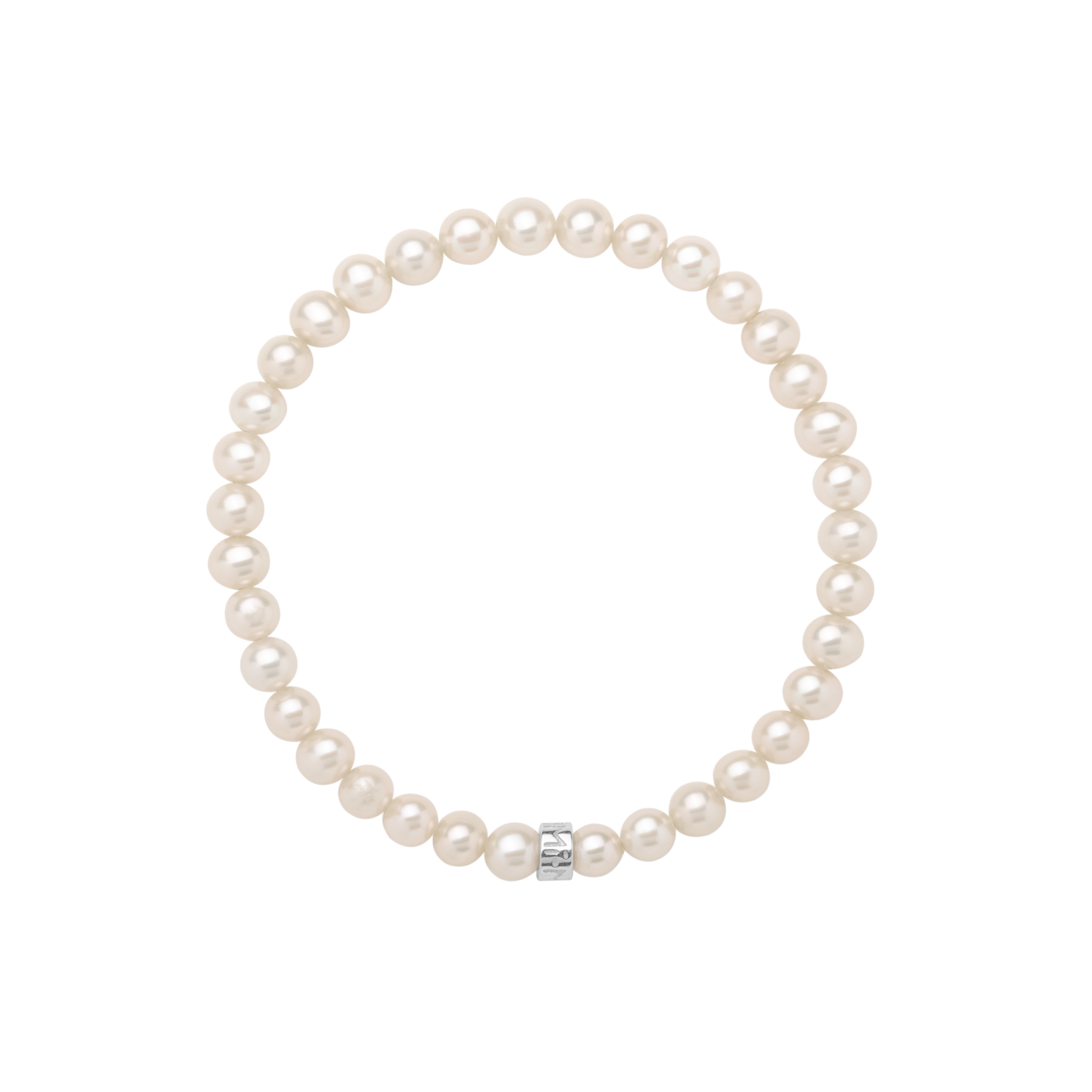 MIMI Bracciale Elastica con perle viola Bianco