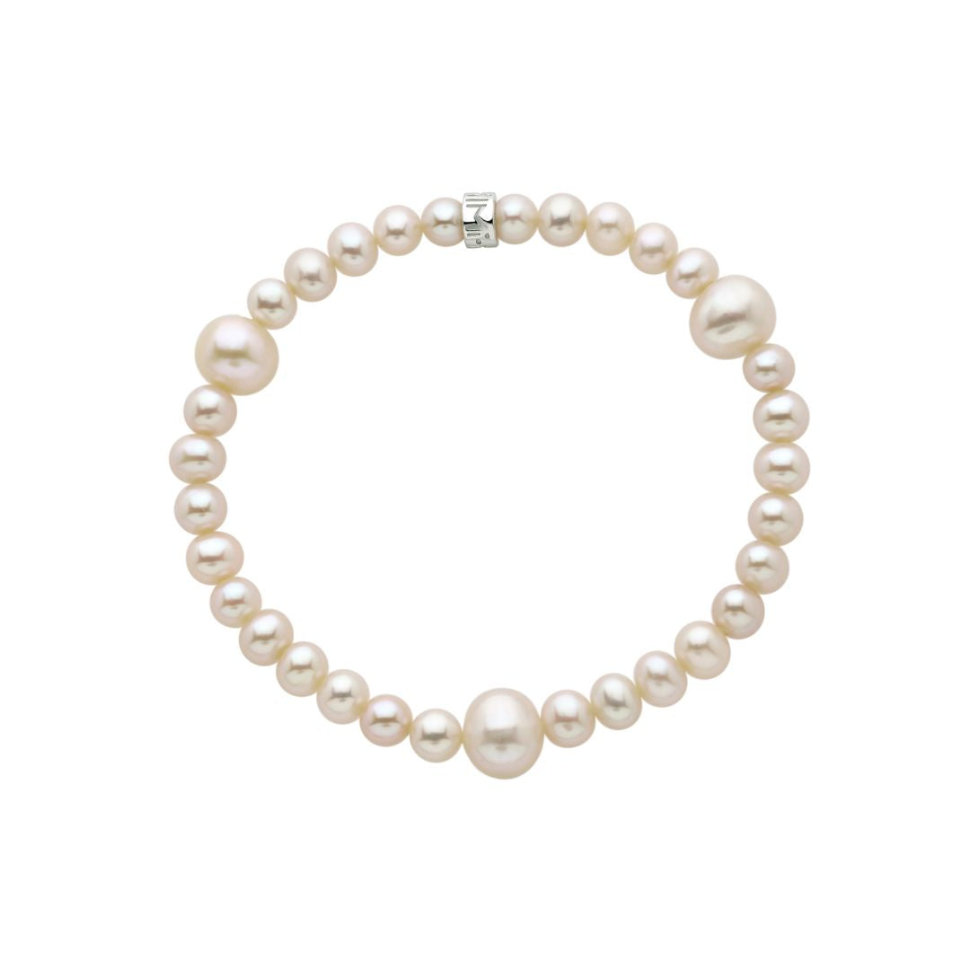 MIMI Bracciale Elastica perle viola diverse dimensioni Bianco