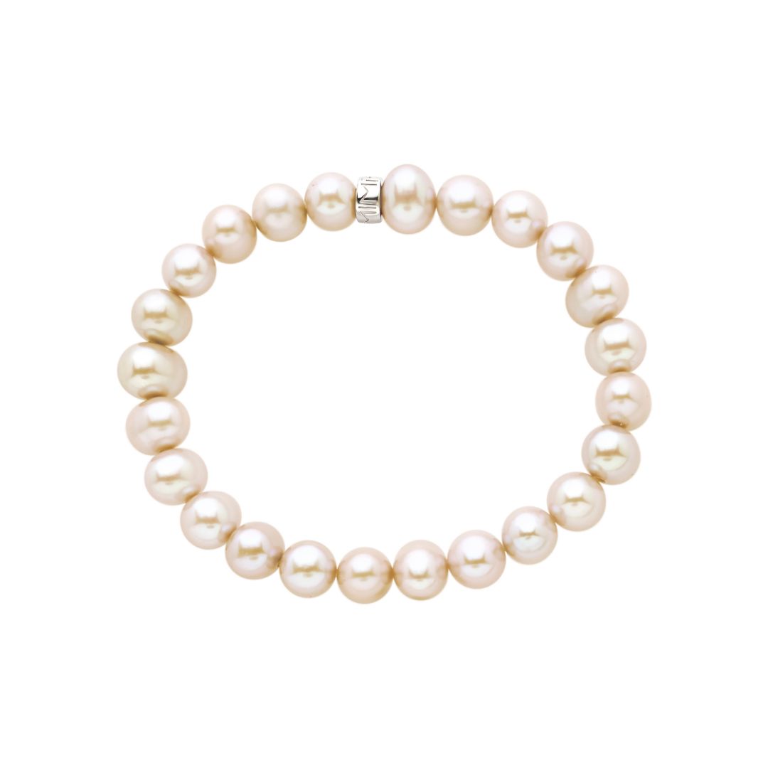 MIMI Bracciale Elastica con perle multicolor grandi Bianco