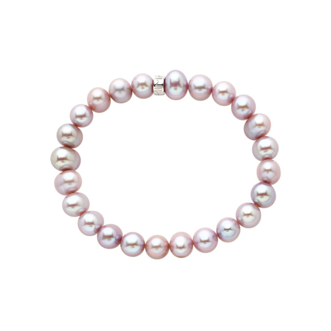 MIMI Bracciale Elastica con perle multicolor grandi Viola
