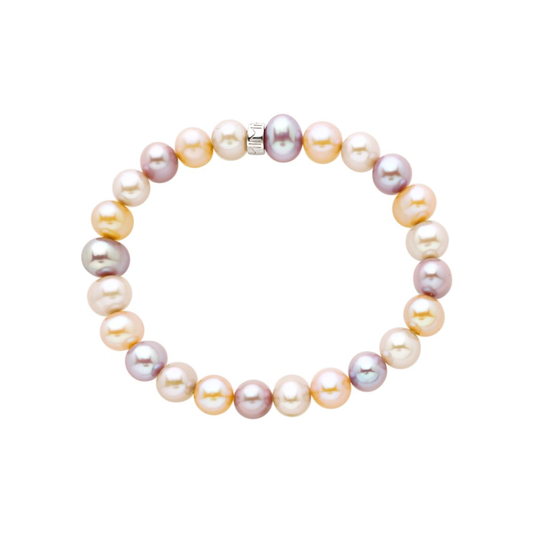 MIMI Bracciale Elastica con perle multicolor grandi Multicolor