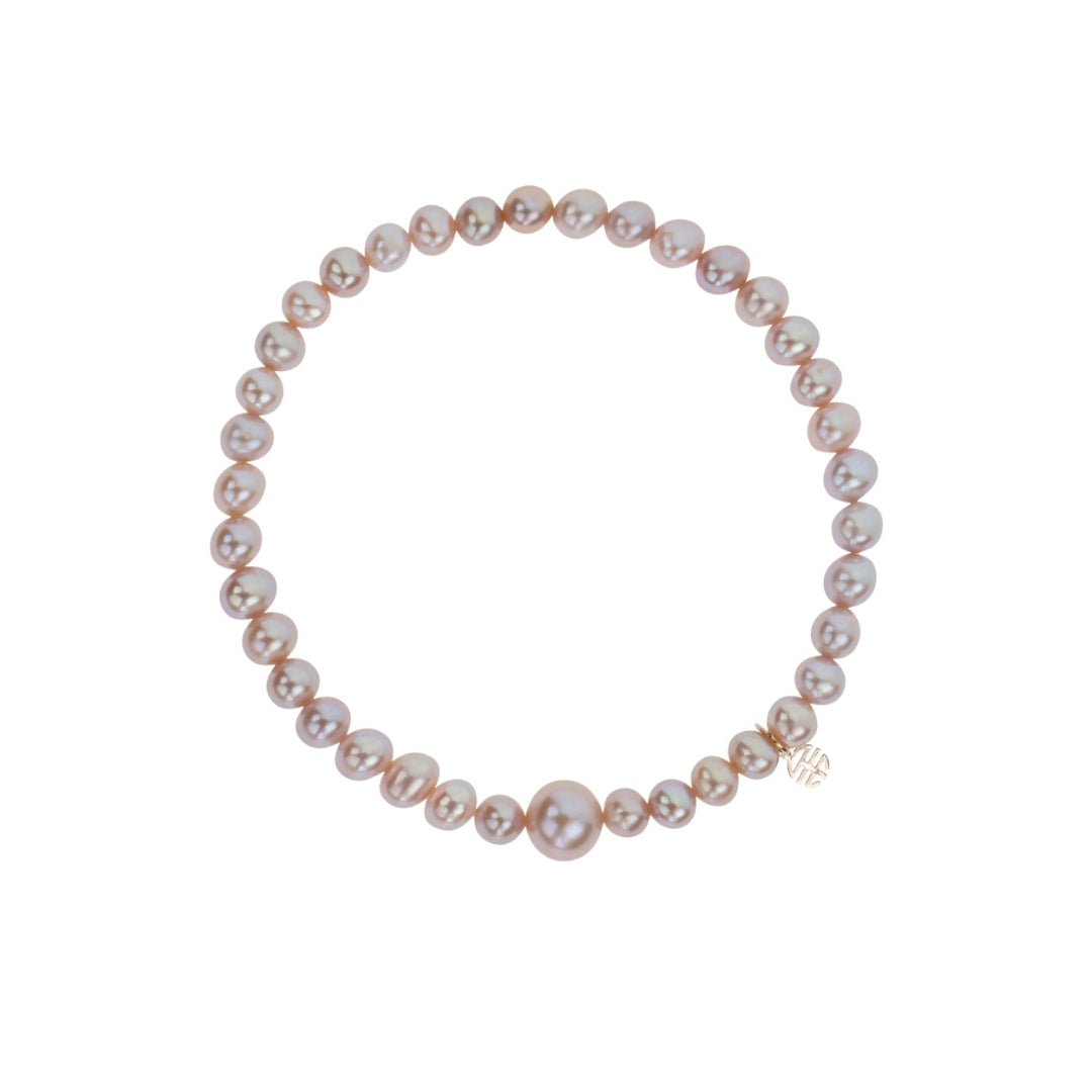 MIMI Bracciale Elastica con perle viola e Ognibene oro Viola