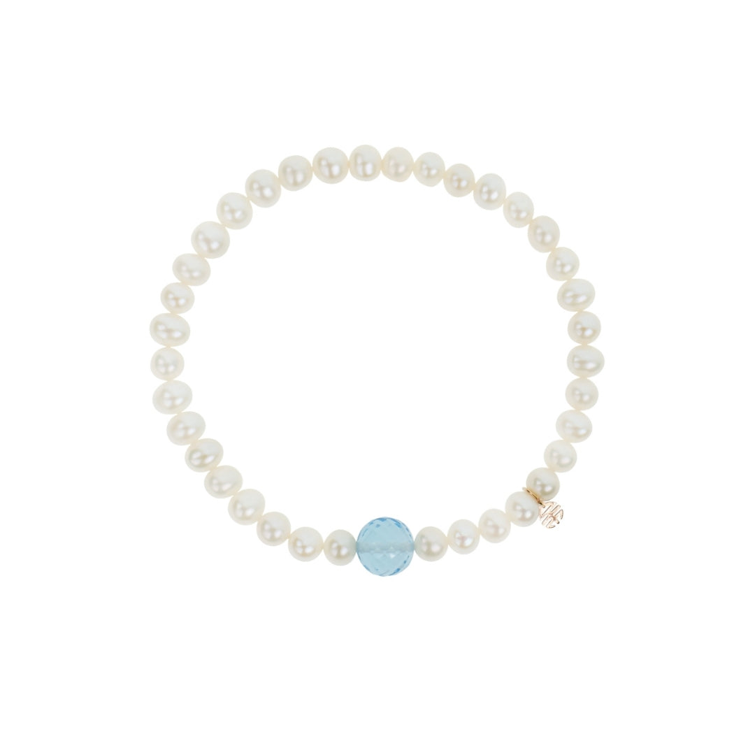 MIMI Bracciale Elastica con perle e granato rosso