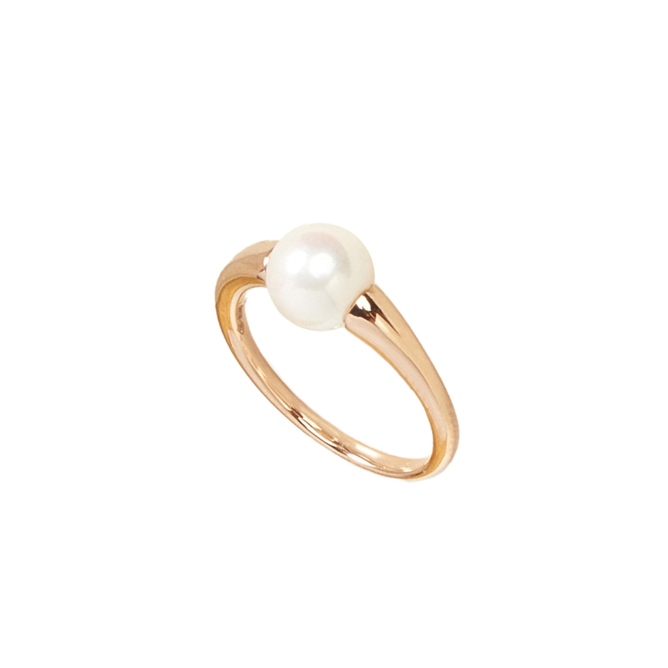 MIMI Anello Solitario Oro Rosa 18k con Perla Akoya perla 6mm