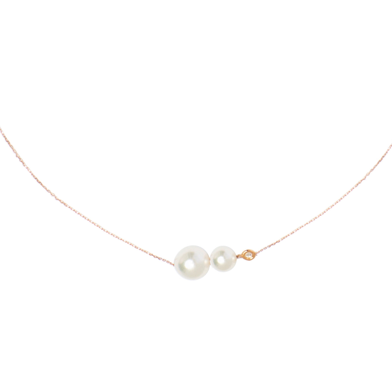 MIMI Collana Choker in Oro Rosa con Perle Akoya e Diamante