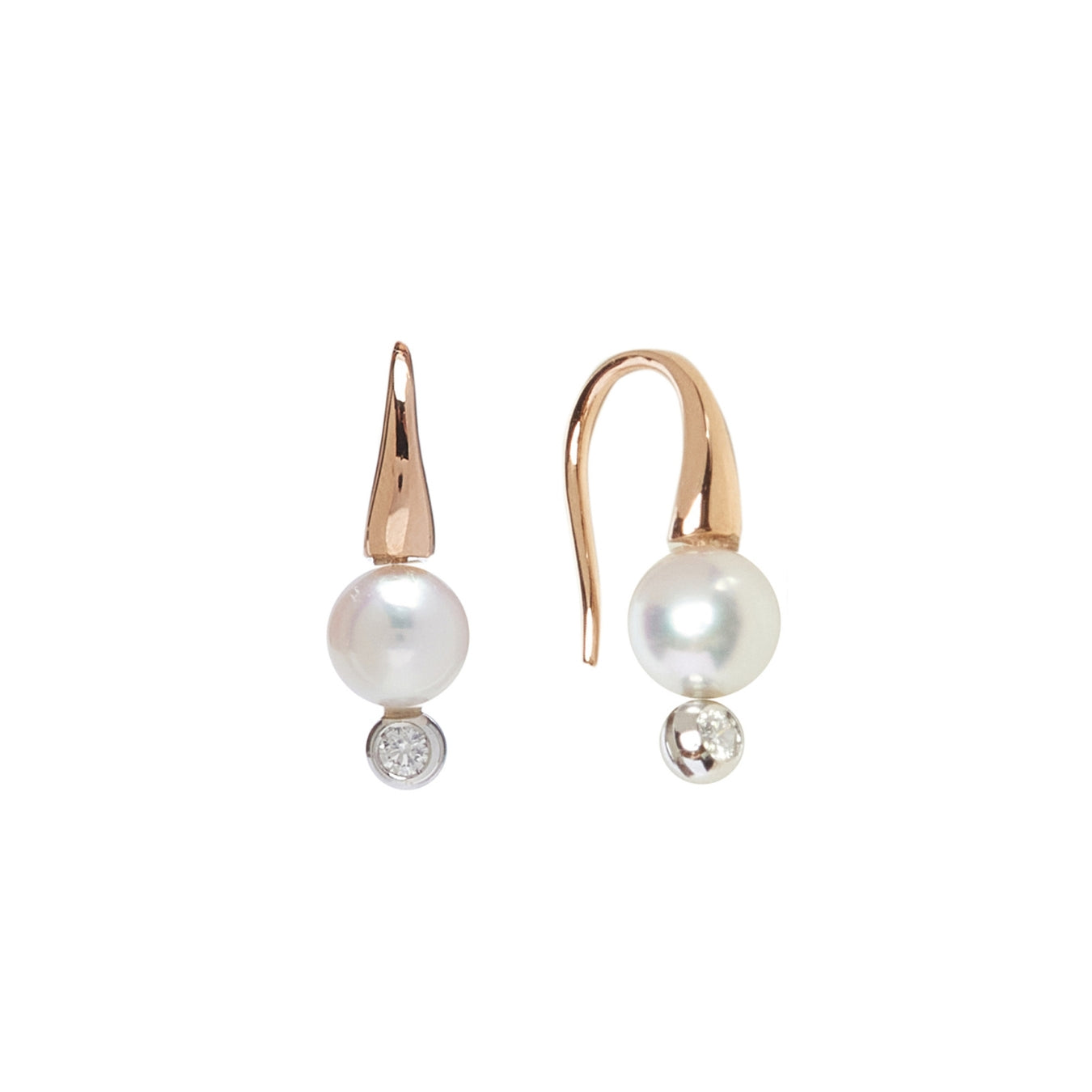 MIMI Orecchini in oro rosa 18k con perla Akoya e diamante 0,08 ct