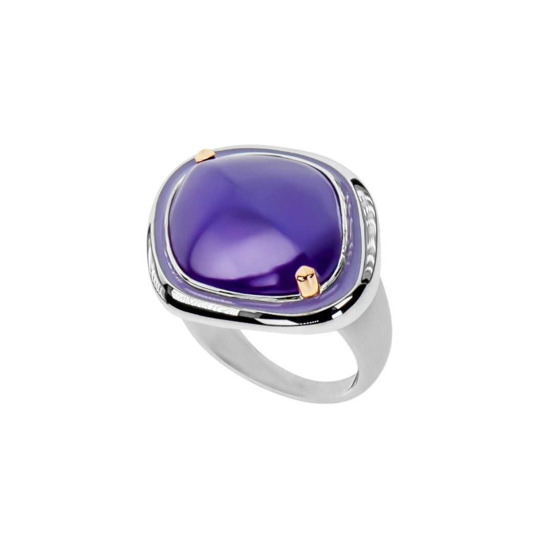 MIMI Anello Dune grande con quarzo rosa giada lavanda