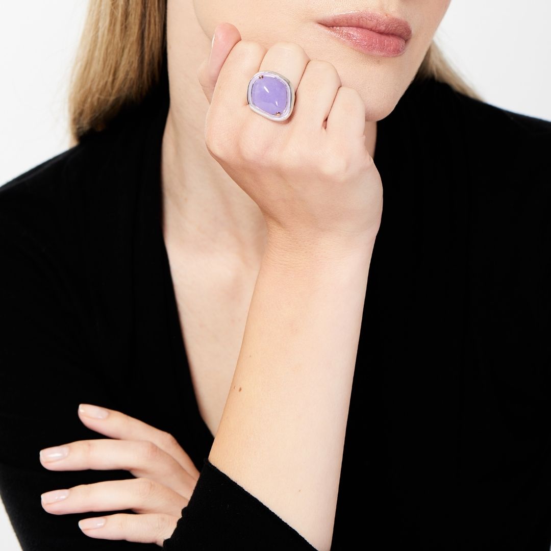 MIMI Anello Dune grande con giada lavanda giada lavanda