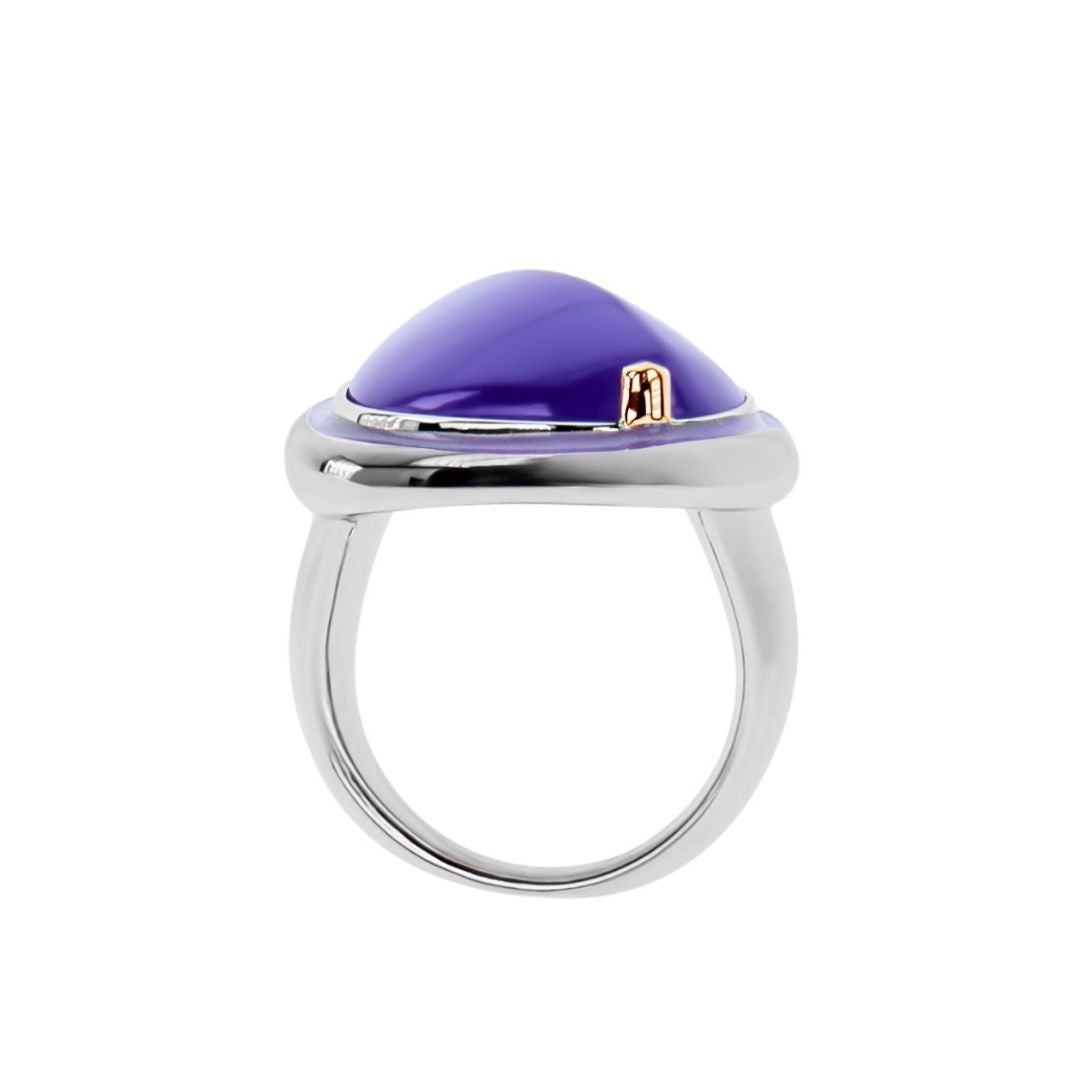 MIMI Anello Dune grande con quarzo rosa giada lavanda
