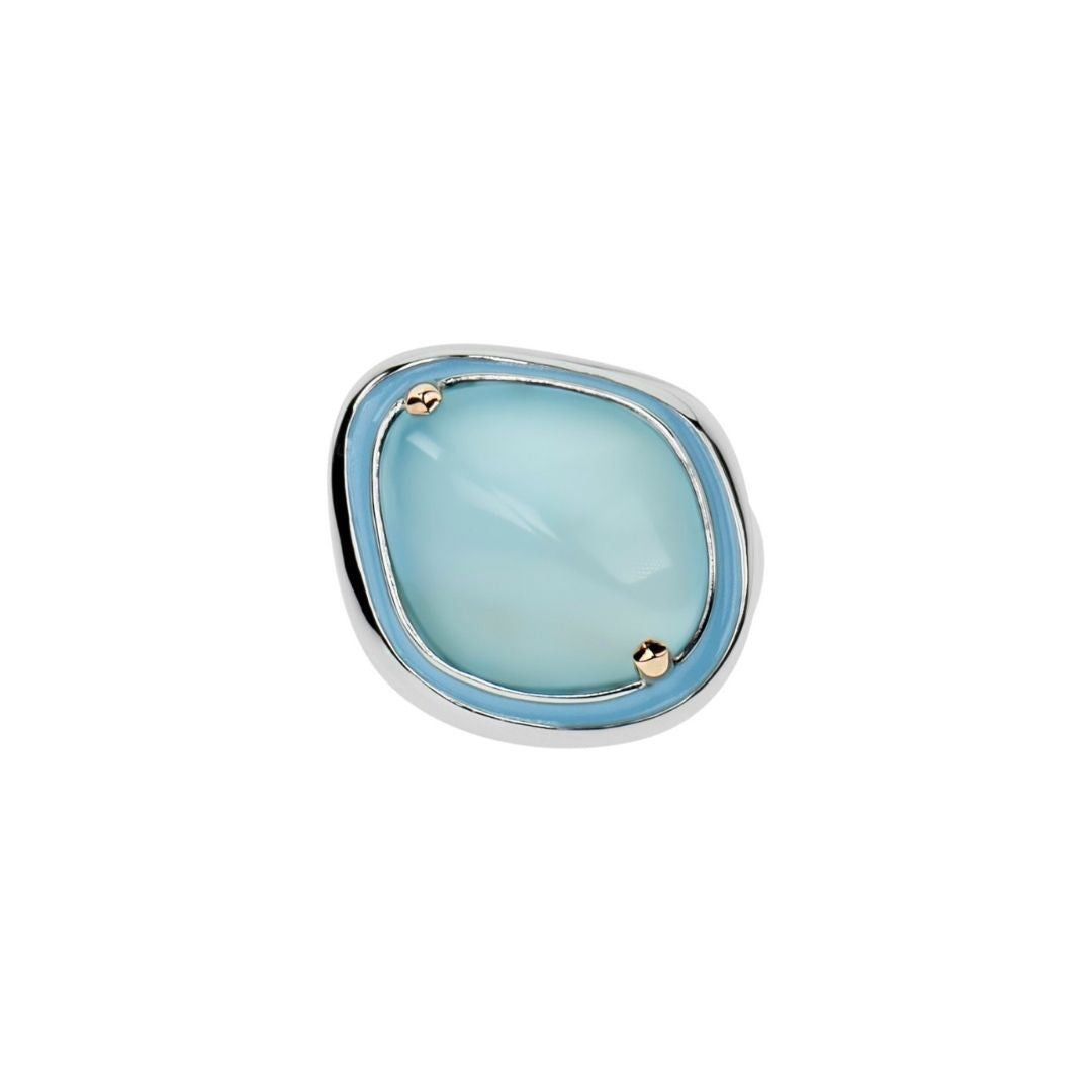 MIMI Anello Dune grande con giada lavanda calcedonio verde acqua