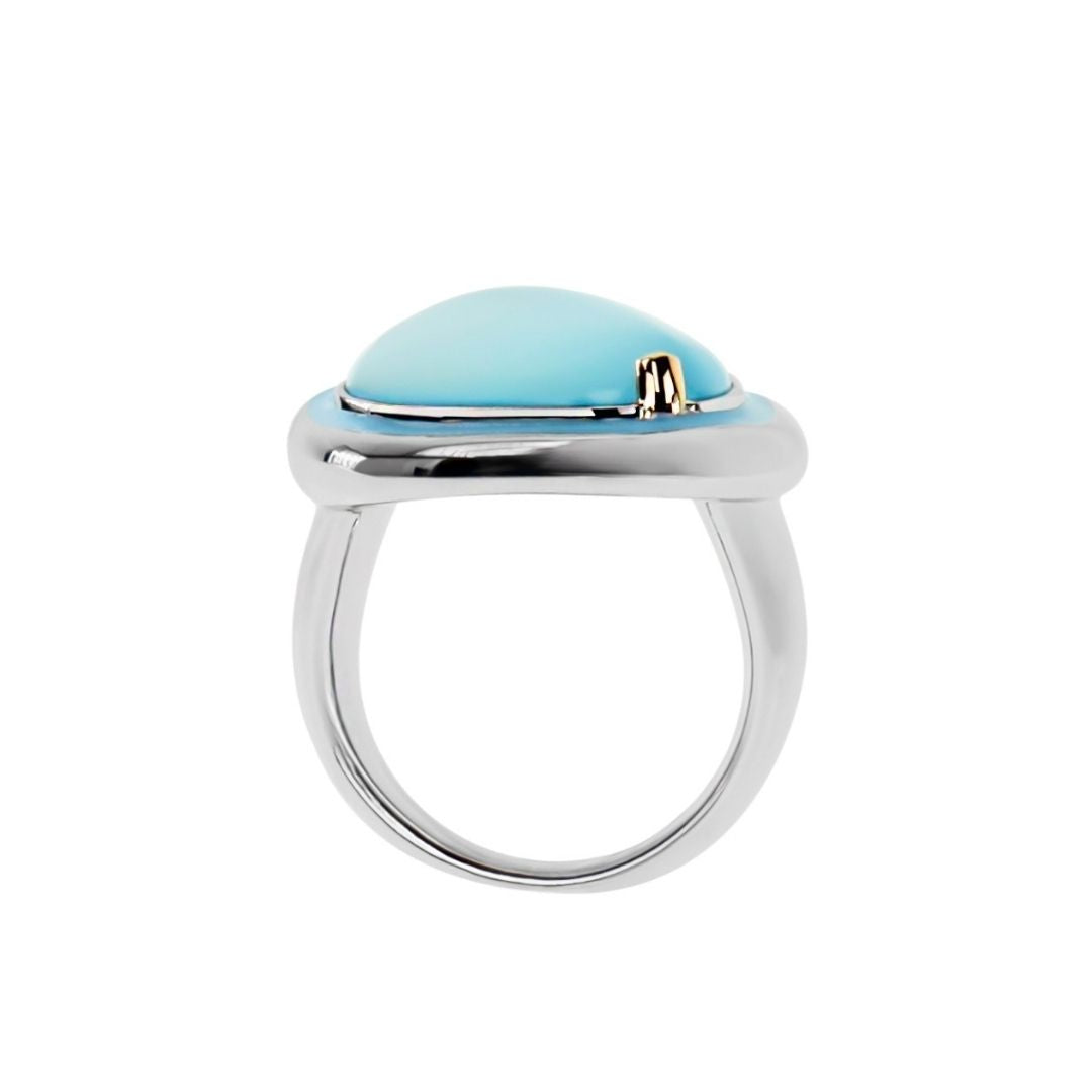 MIMI Anello Dune grande con giada lavanda calcedonio verde acqua