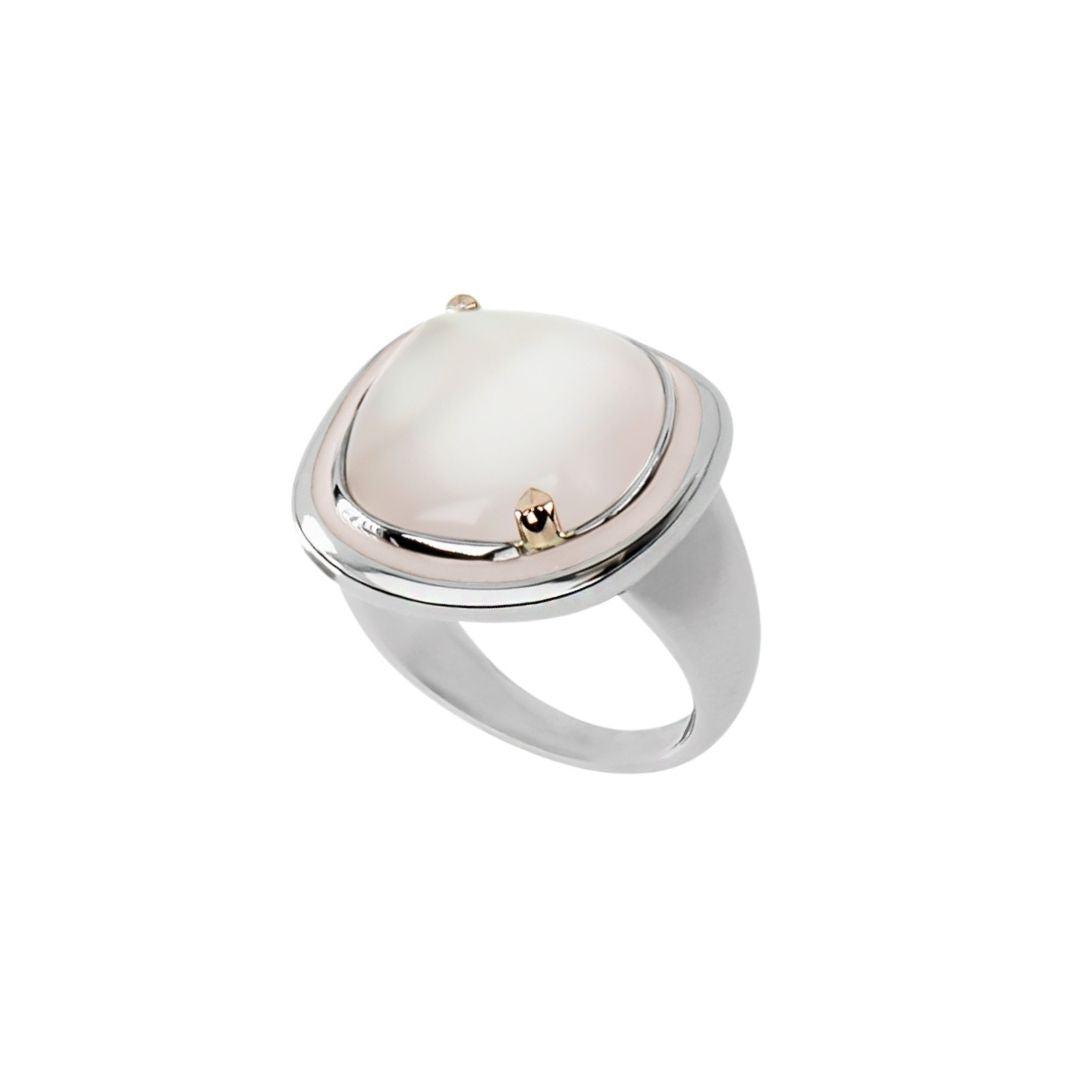 MIMI Anello Dune grande con giada lavanda quarzo rosa