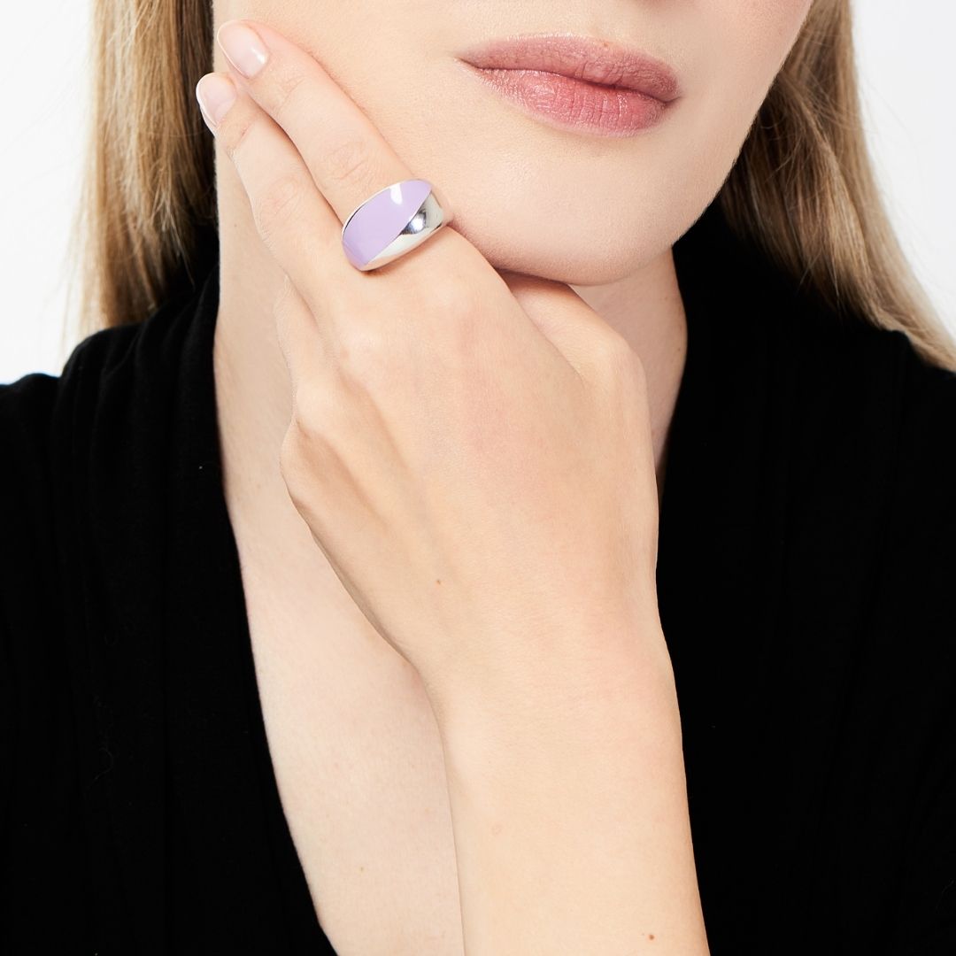 MIMI Anello Dune in argento con smalto giallo smalto viola