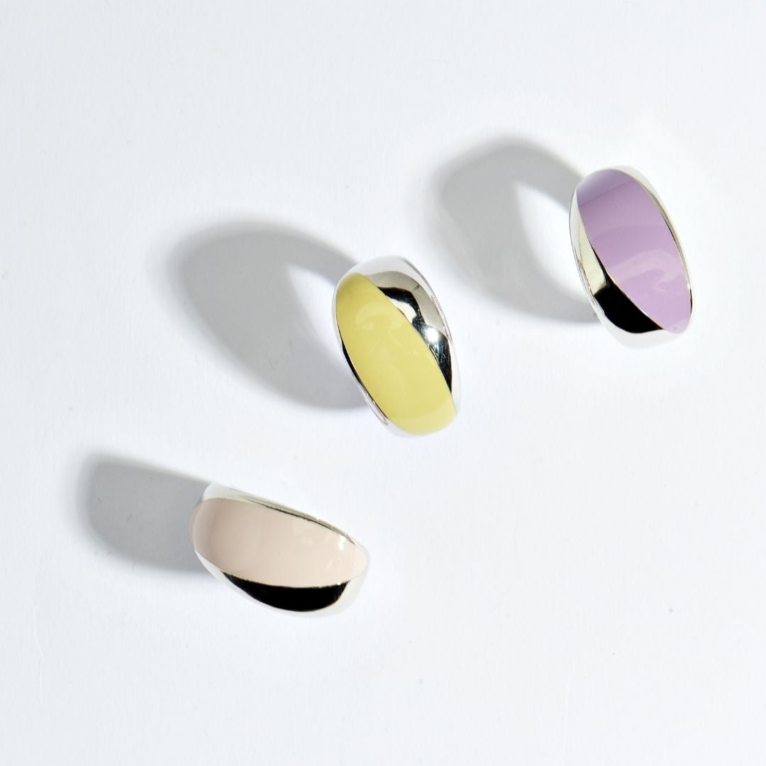 MIMI Anello Dune in argento con smalto giallo smalto rosa