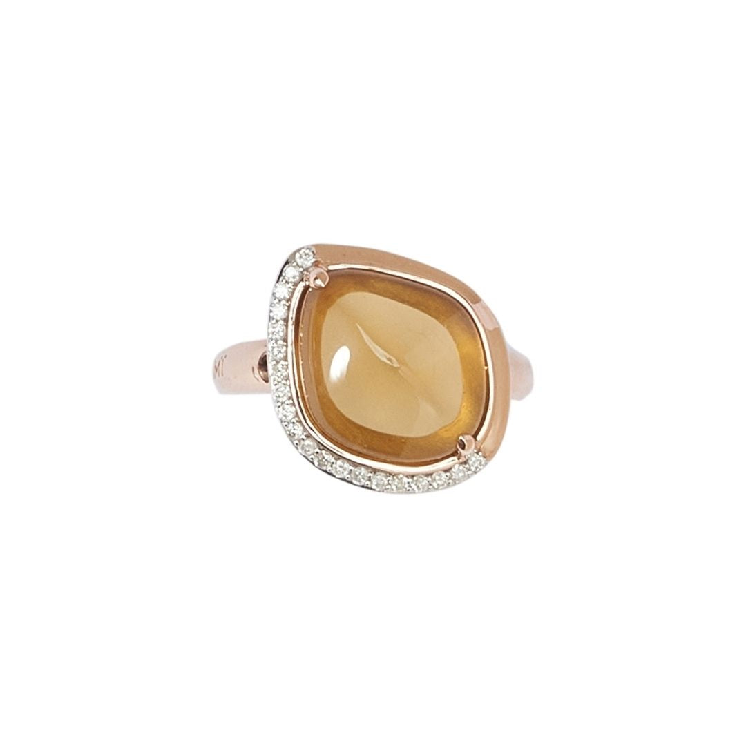 MIMI Anello Dune in oro rosa e diamanti quarzo cognac
