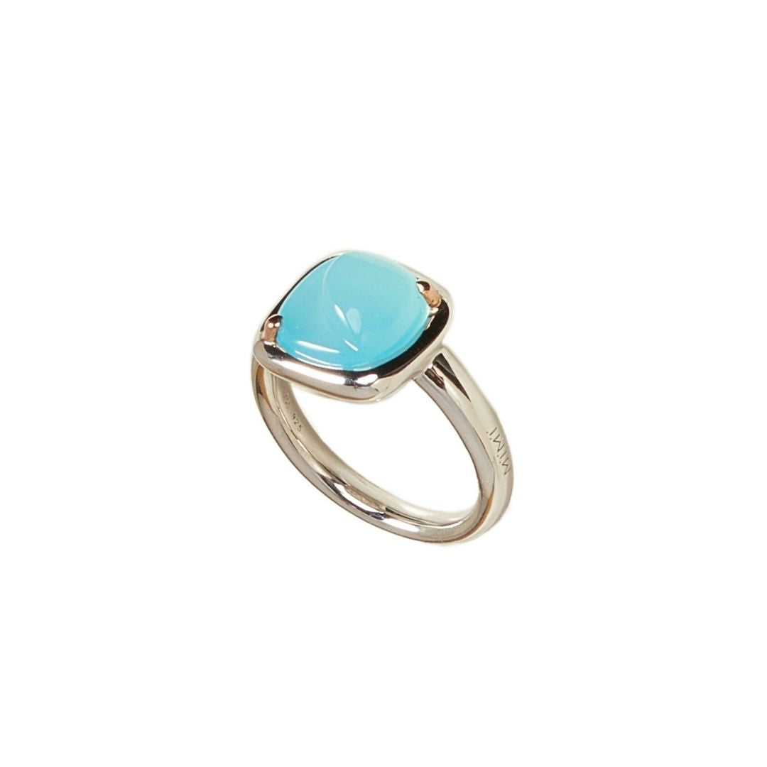 MIMI Anello Dune con giada lavanda calcedonio verde acqua