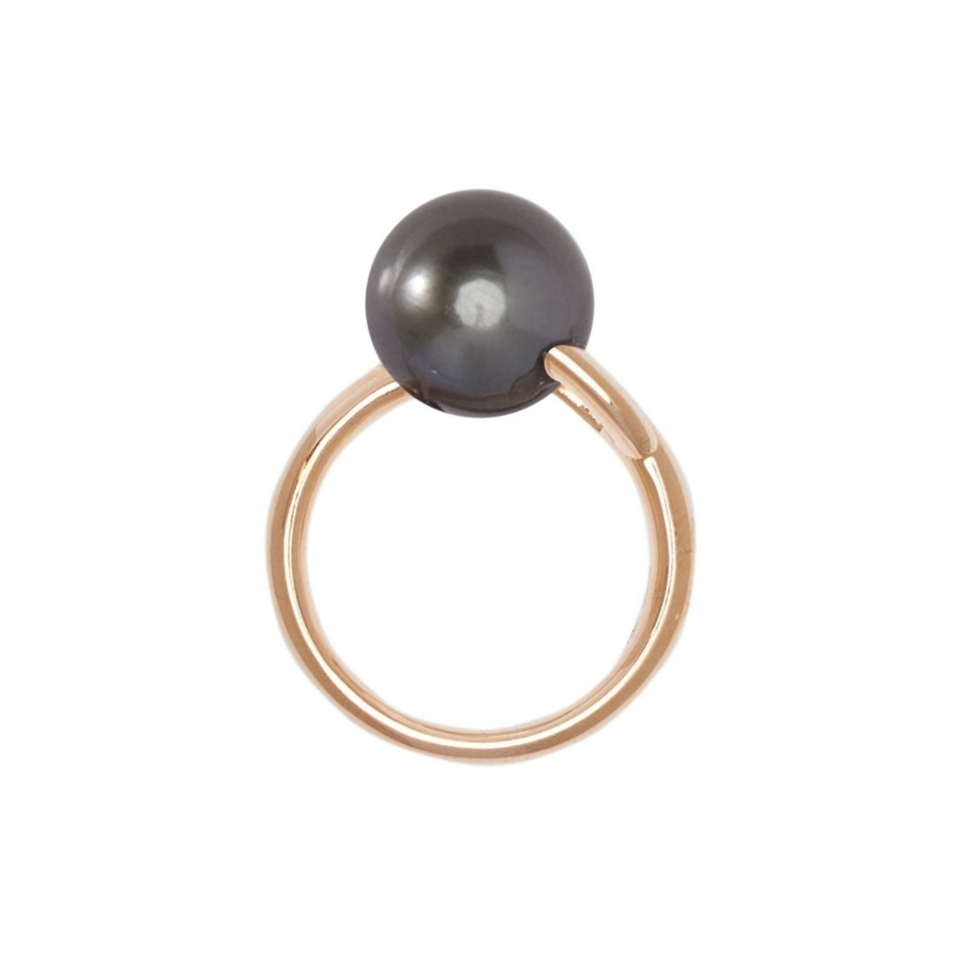 MIMI Anello Icon in oro rosa 18k con perla South Sea nera