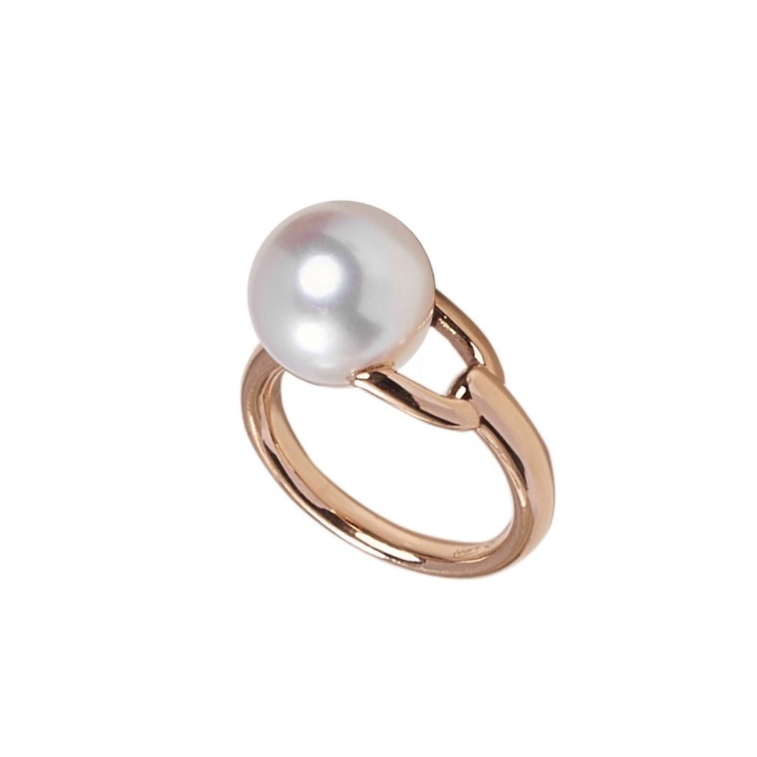MIMI Anello Icon in oro rosa 18k con perla South Sea bianca