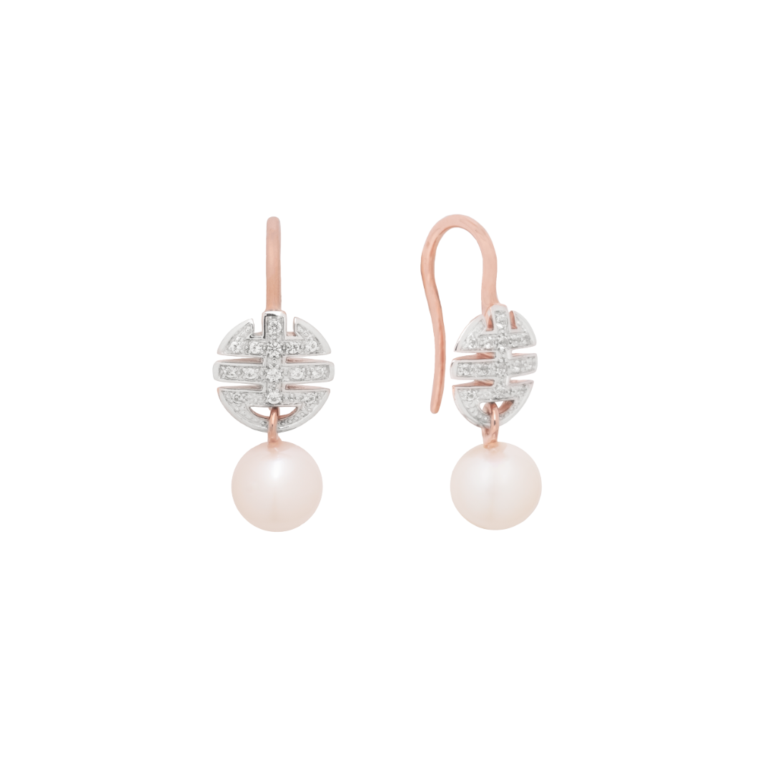 MIMI Orecchini Nagai con simbolo Ognibene, perle e diamanti diamanti