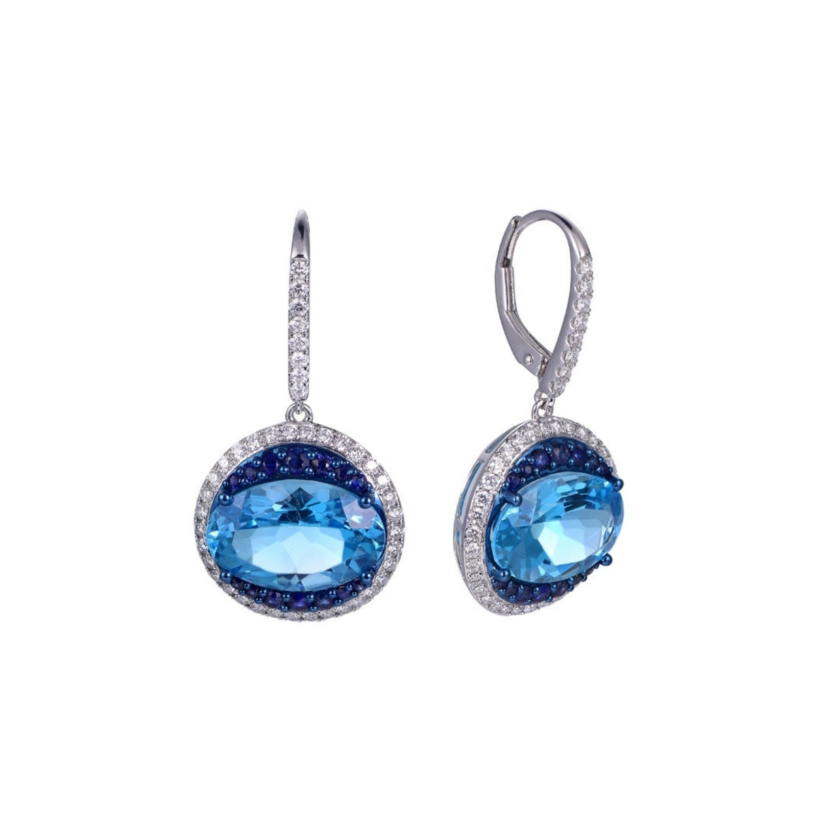 MIMI Orecchini Shanti con topazio Swiss blu, zaffiri e diamanti