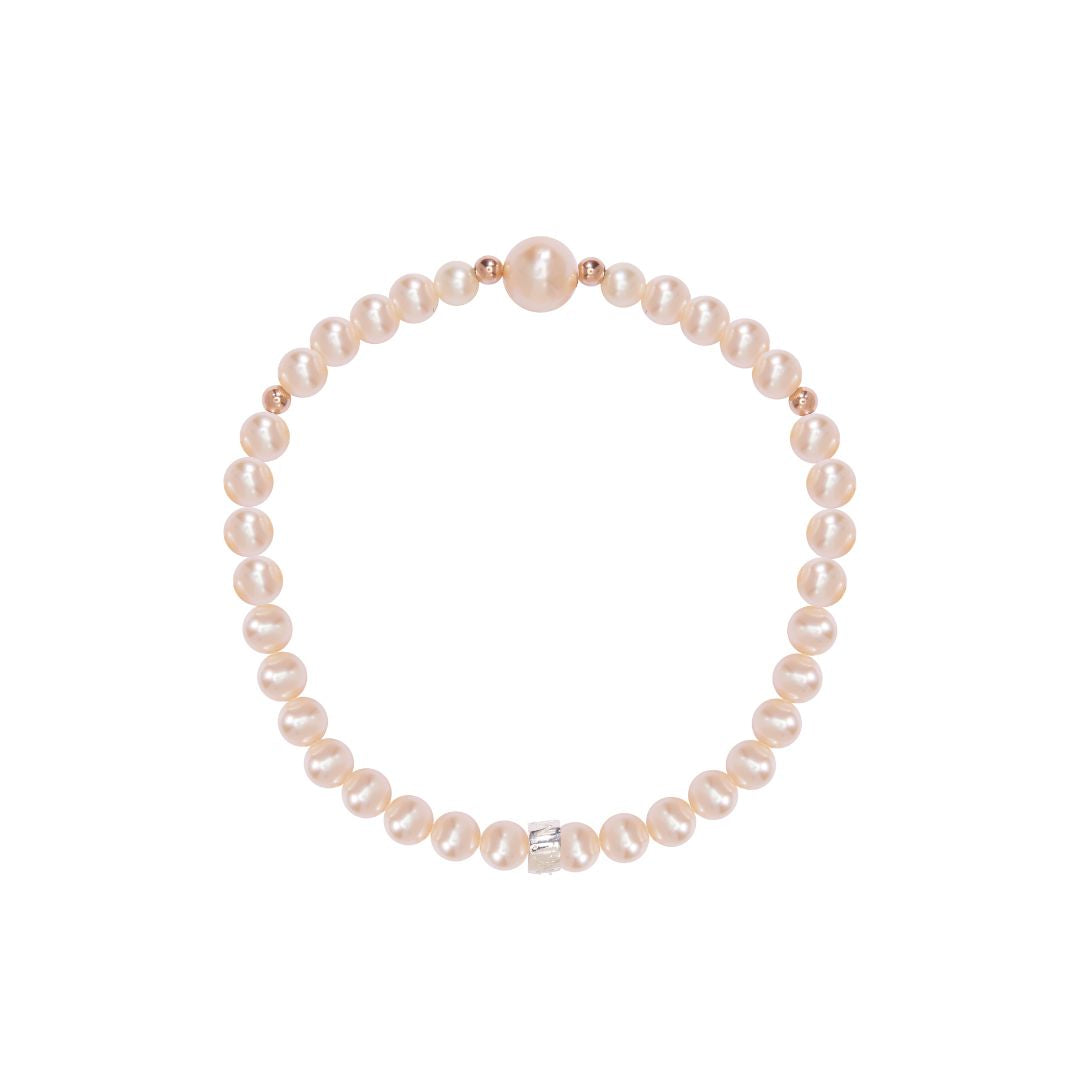 MIMI Bracciale elastico con pietre naturali colorate e perle freshwater perle rosa