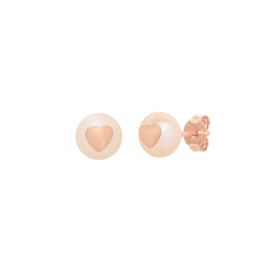 MIMI Orecchini Les lulu in Oro e Perla Freshwater rosa- cuore